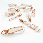 Raw Faden Clear Quartz Crystal Pendant Necklace, Copper Wire-Wrapped, Handmade