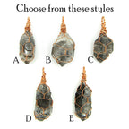 Dark Smoky Quartz Raw Crystal Pendant Necklace, Copper Wire-Wrapped, Handmade, with 20" Chain