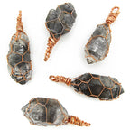 Dark Smoky Quartz Raw Crystal Pendant Necklace, Copper Wire-Wrapped, Handmade, with 20" Chain