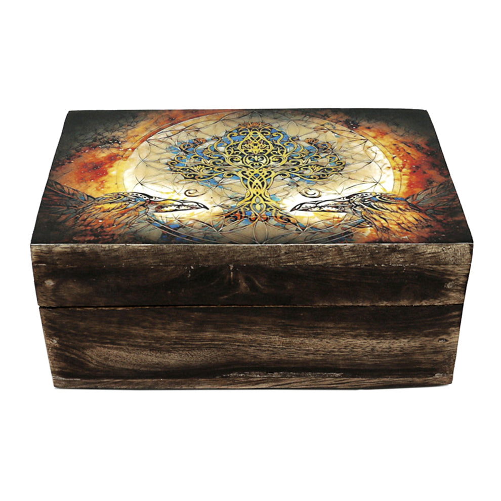 Tree of Life with Crows Wooden Box 4" x 6"