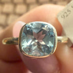 Cushion-Cut Bezel Blue Topaz Ring in Sterling Silver