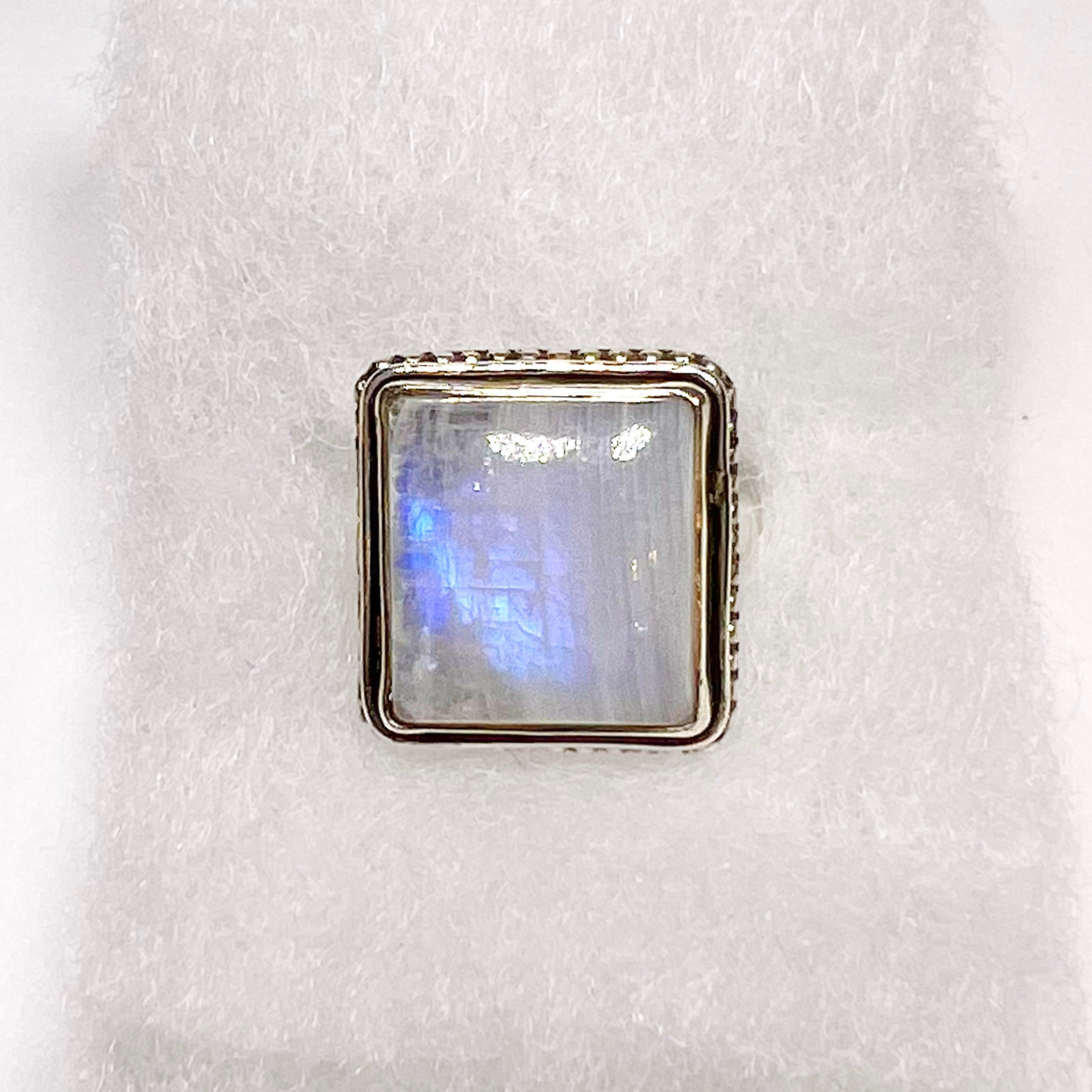 Rainbow Moonstone Ring Size 6 "Squared"