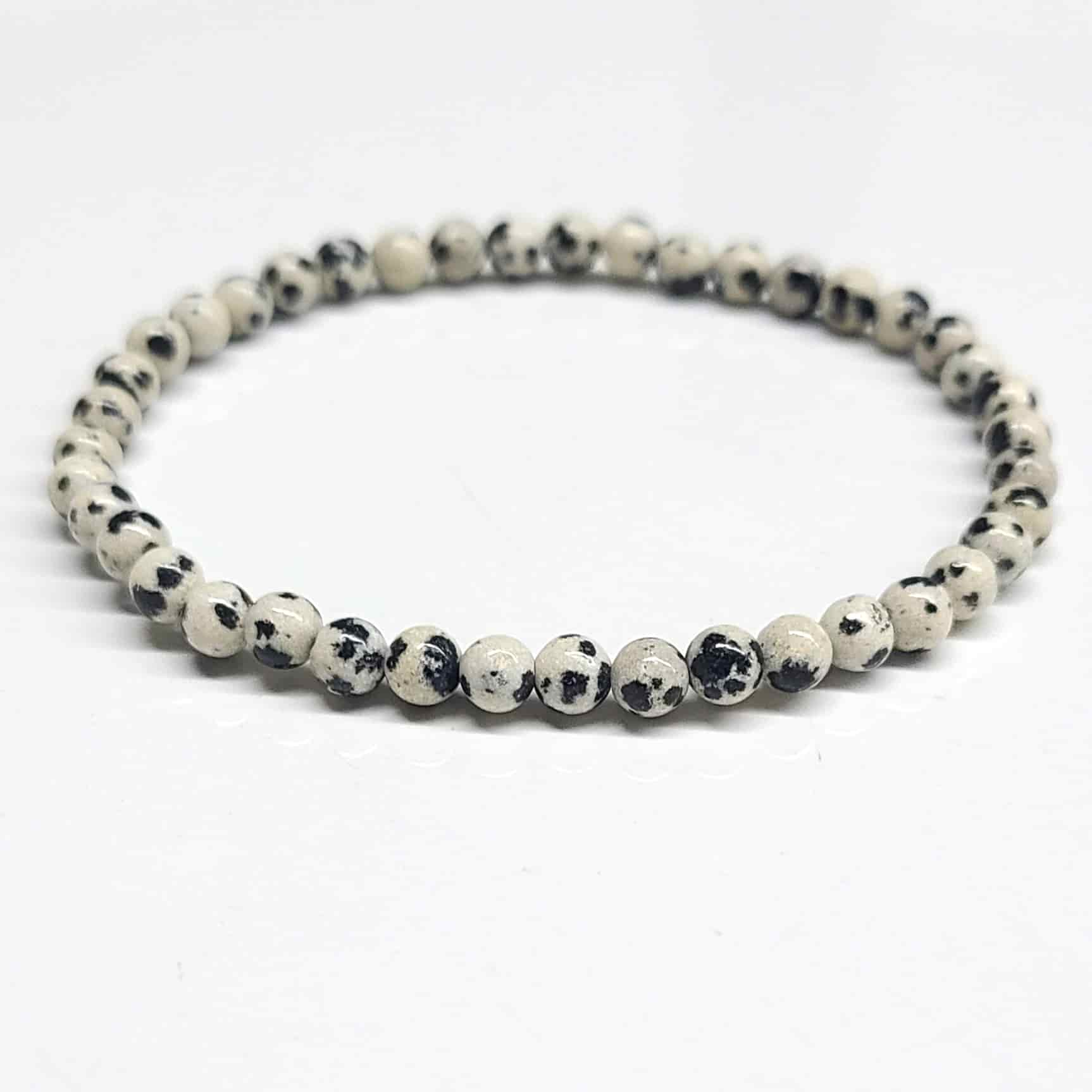 Dalmatian Jasper Round Bead Bracelet - Stone of Joy & Loyalty