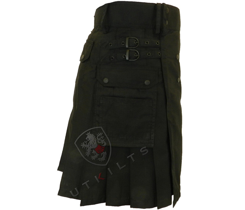 Utility Kilt – GlenTorin, Black Ripstop