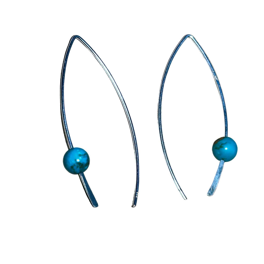 Turquoise Crescent Bertoni Earrings - Sterling Silver