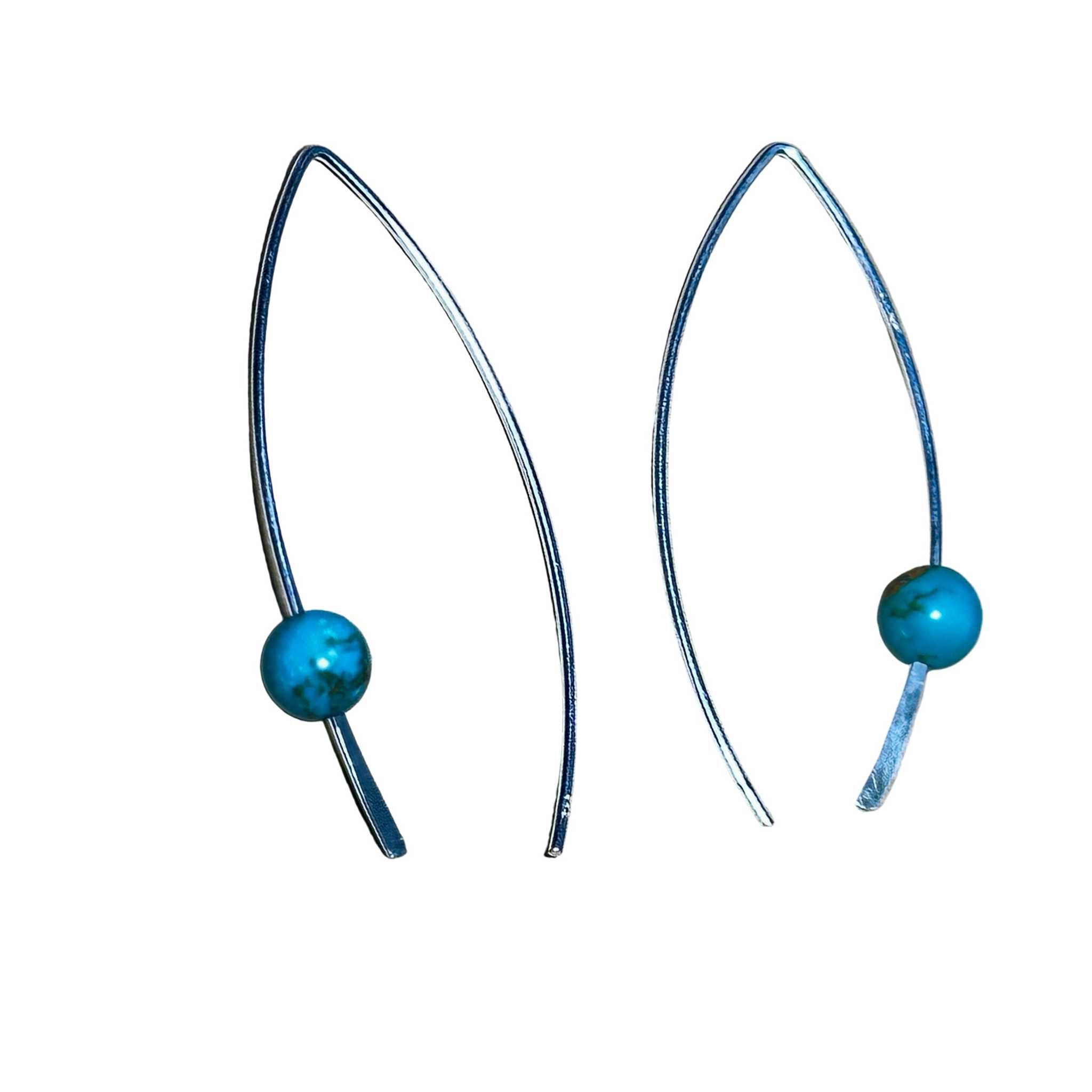 Turquoise Crescent Bertoni Earrings - Sterling Silver