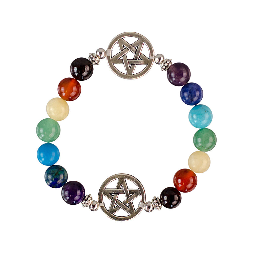 7 Chakra Pentacle Elastic Bracelet 8mm