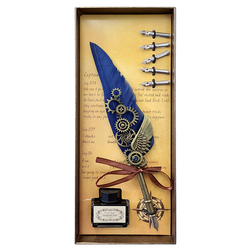 Elegant Feather Quill Dip Pen Set - Feather Quill Pen Dip Set – Style 6