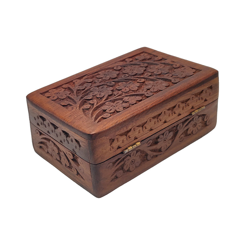 Floral Design Handcrafted Wooden Box 6" x 4"
