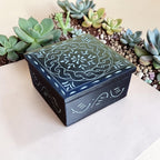Floral Mandala Hand Carved Soapstone Box 4.25"