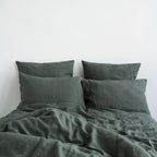 Linen Tales Forest Green Linen Duvet Cover Set