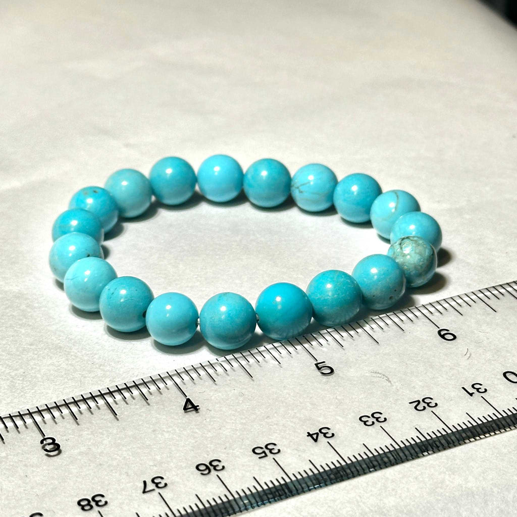 Blue Howlite Round Bead Bracelet - Anger Dissipation