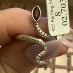 Gemstone Snake Ring  - Sterling Silver or Gold Vermeil