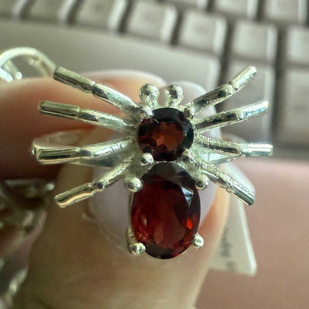 Gemstone Spider Ring in Sterling Silver or Gold Vermeil