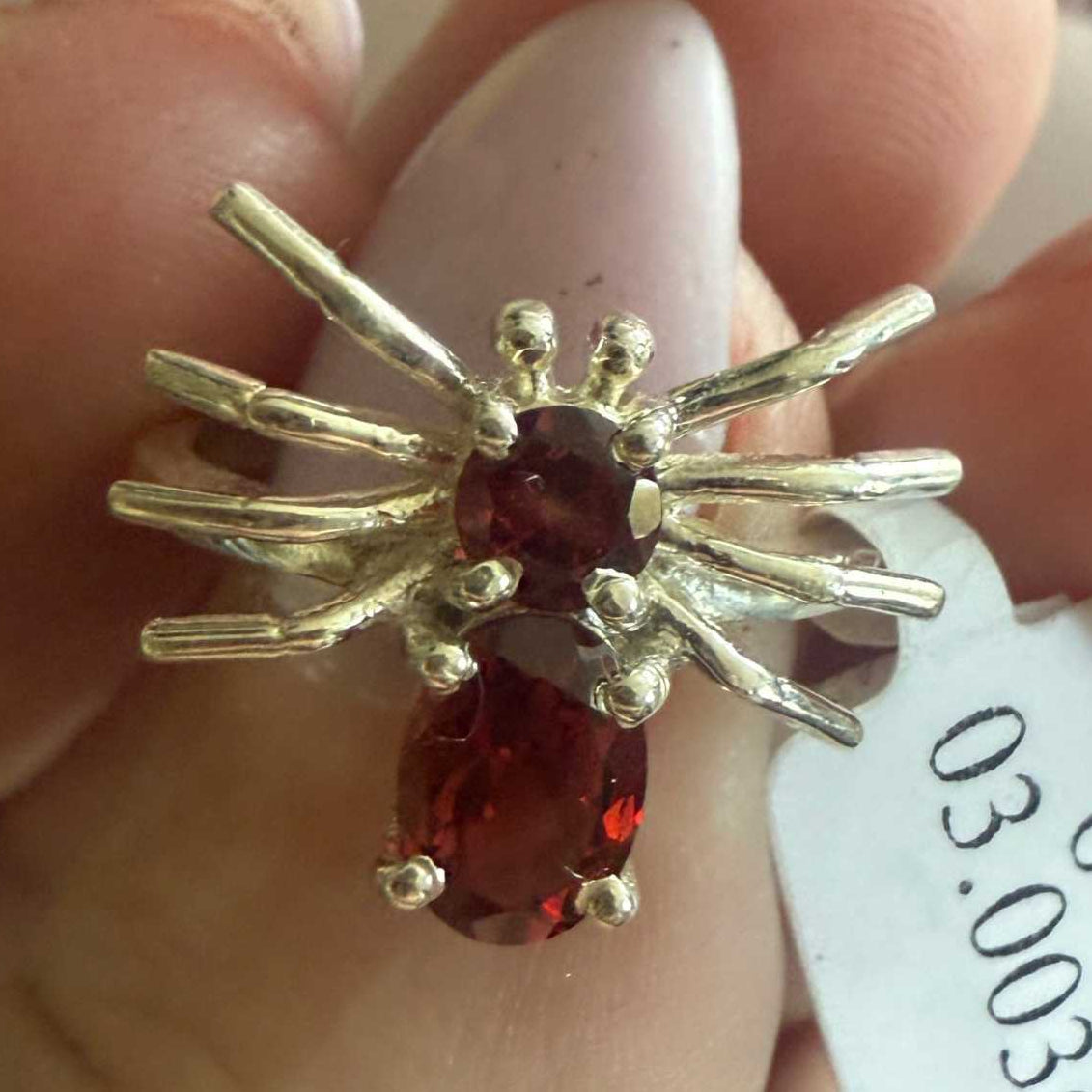 Gemstone Spider Ring in Sterling Silver or Gold Vermeil