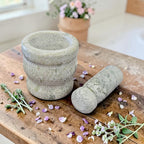 Grey & Green Natural Stone Mortar and Pestle 3"