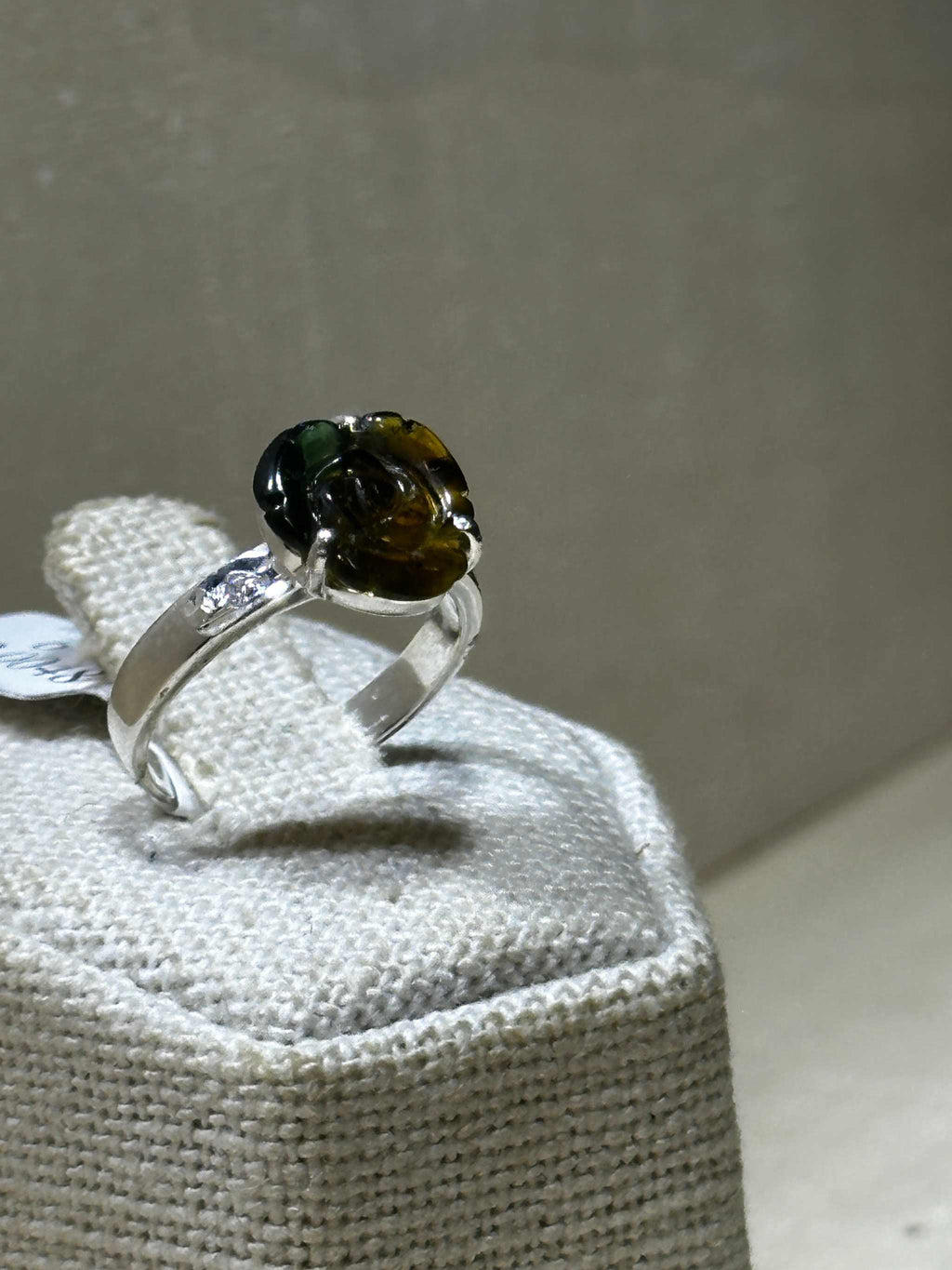 Yellow & Green Tourmaline Flower Ring (03.0048)
