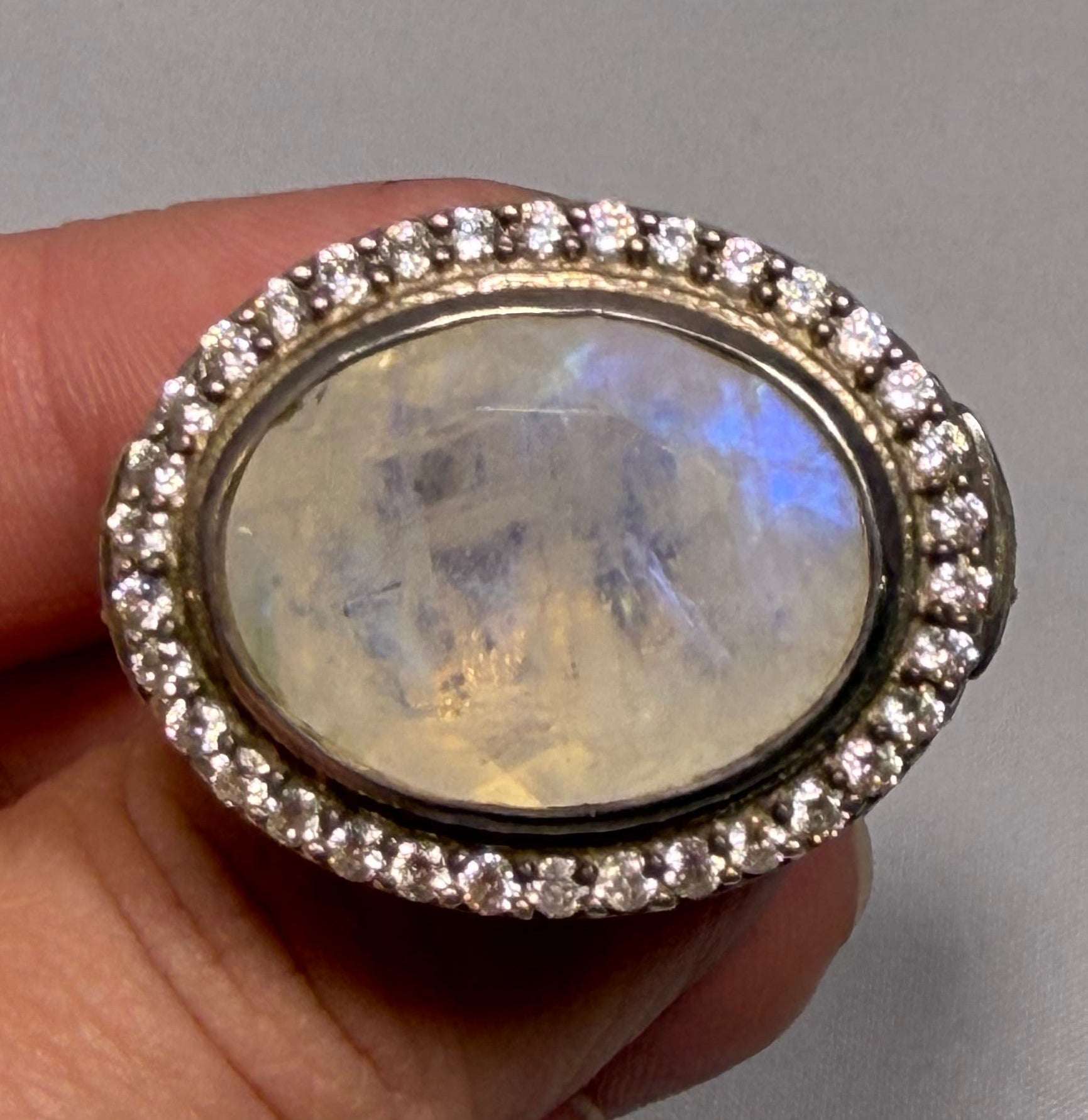 Rainbow Moonstone Ring - Size 8 - Golden Power