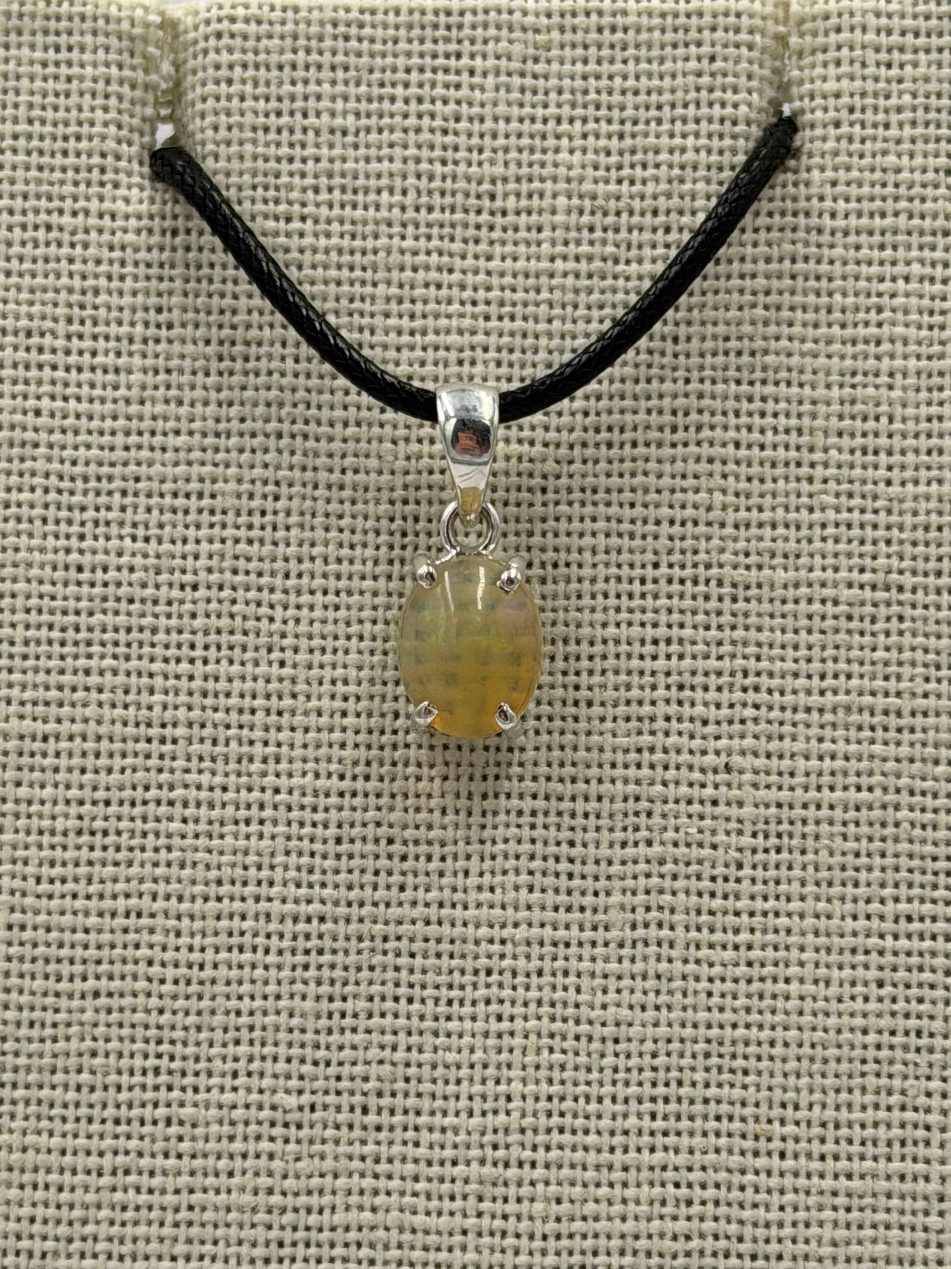 Sterling Silver Oval Ethiopian Opal Pendant Size 3