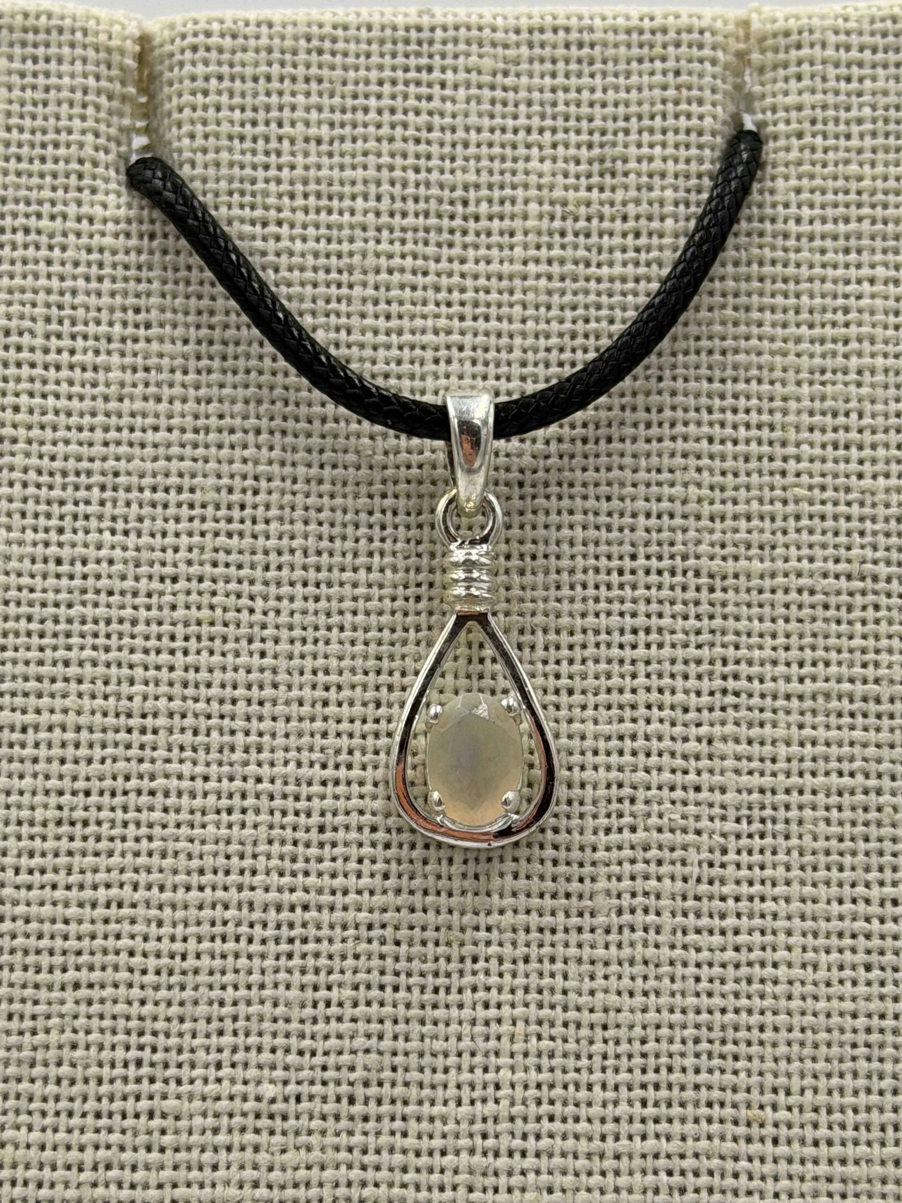 Sterling Silver Open Teardrop Ethiopian Opal Pendant