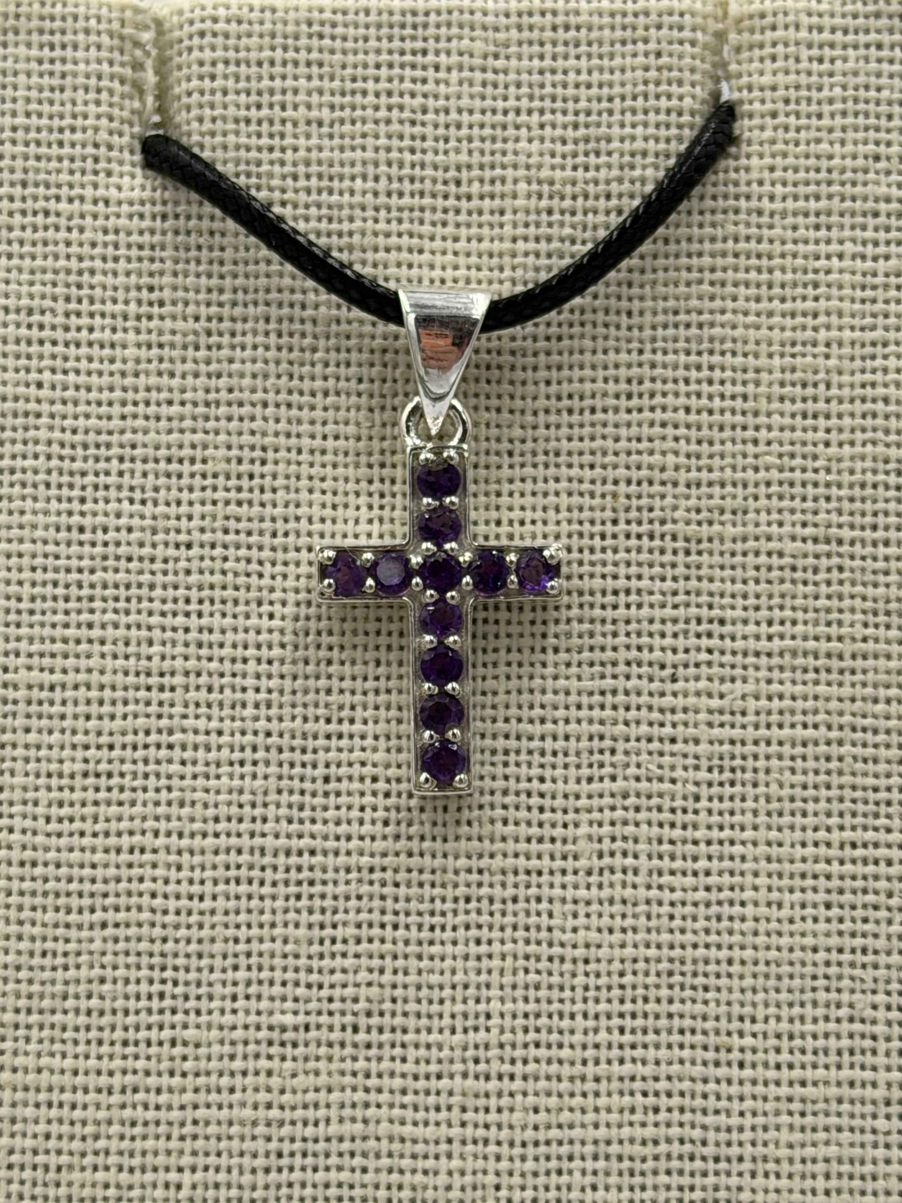Sterling Silver Amethyst Cross Pendant