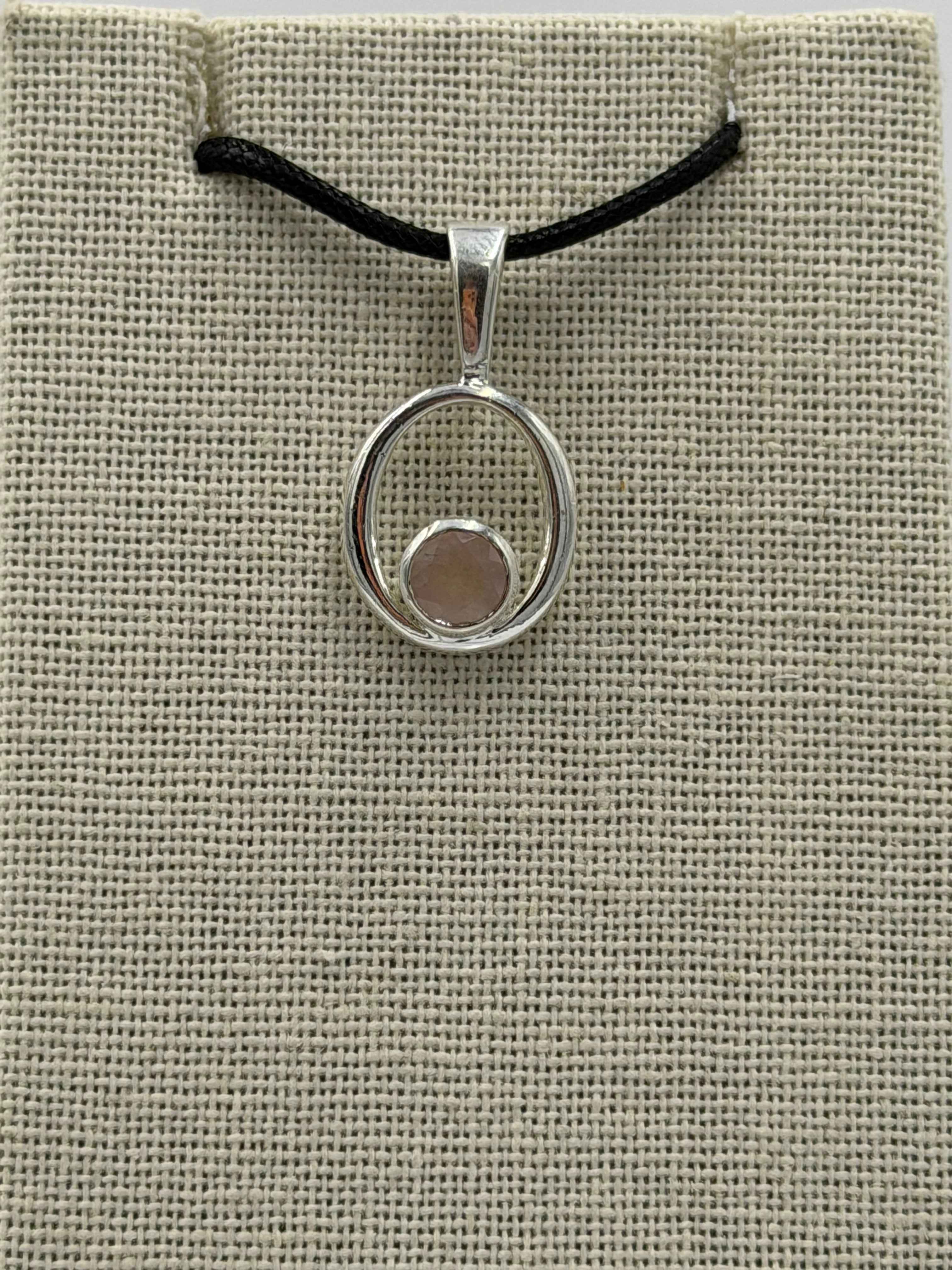 Sterling Silver Open Bubble Rose Quartz Pendant