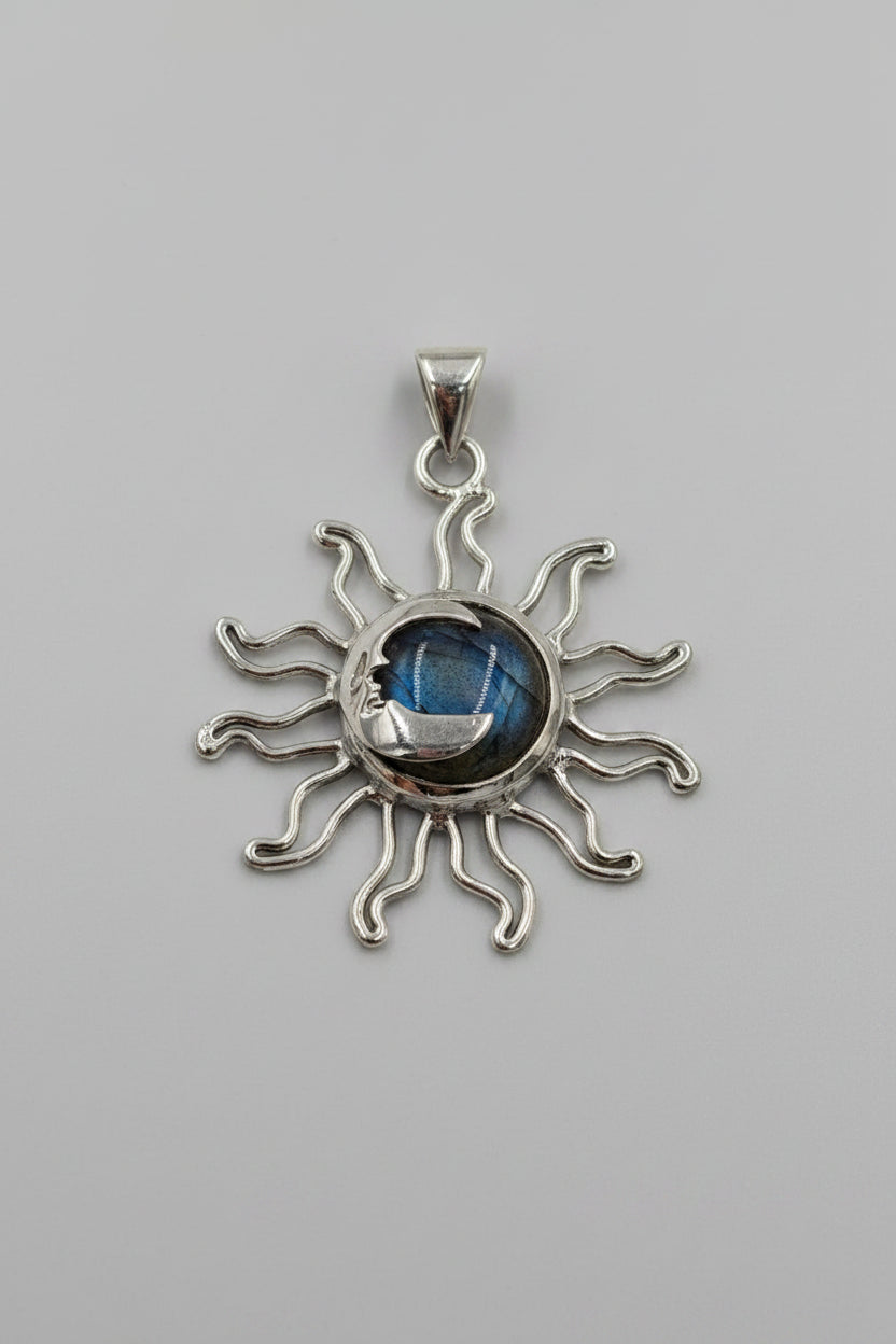 Sterling Silver Sun & Moon Labradorite Pendant