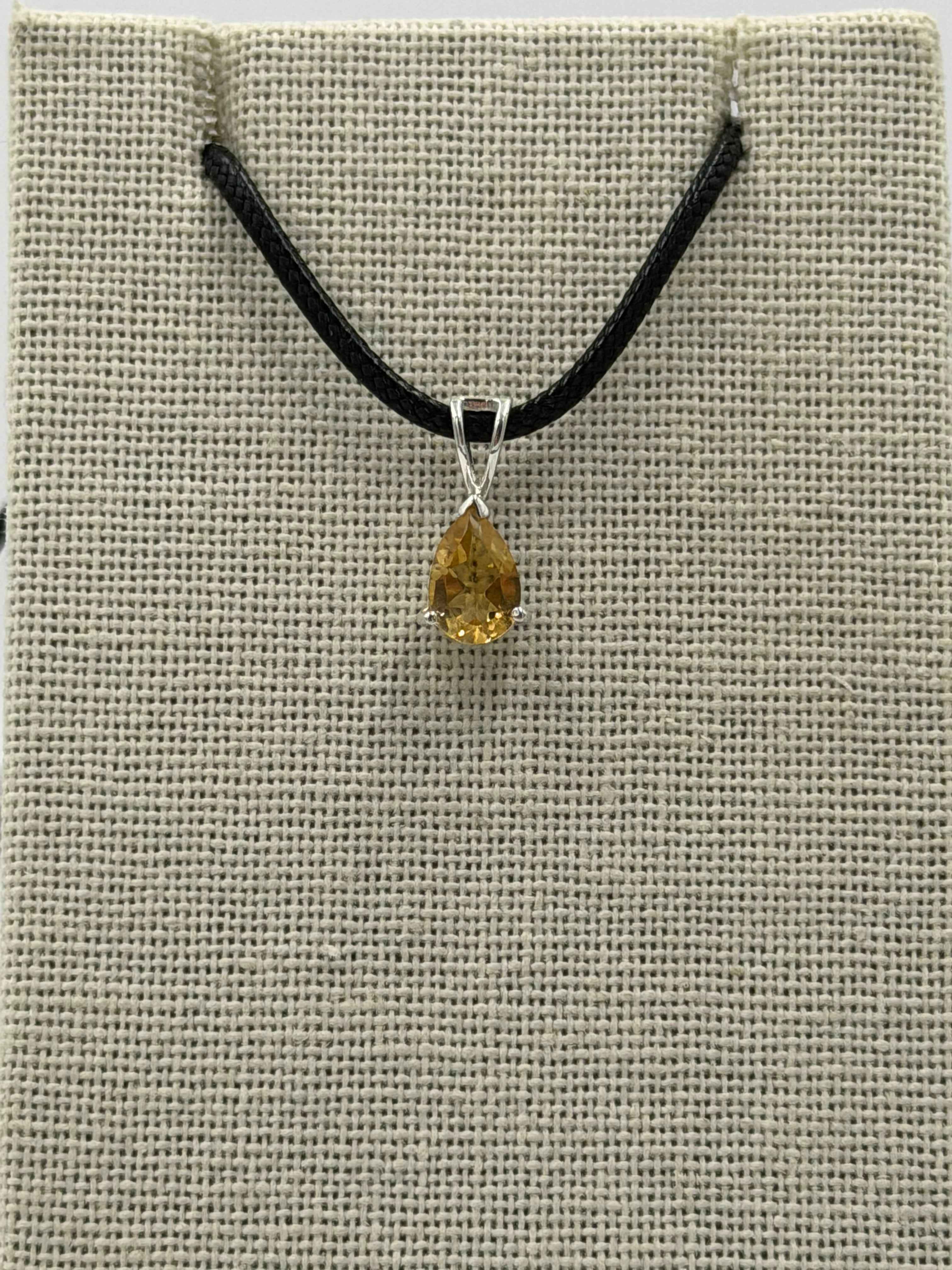 Sterling Silver Teardrop Citrine Pendant