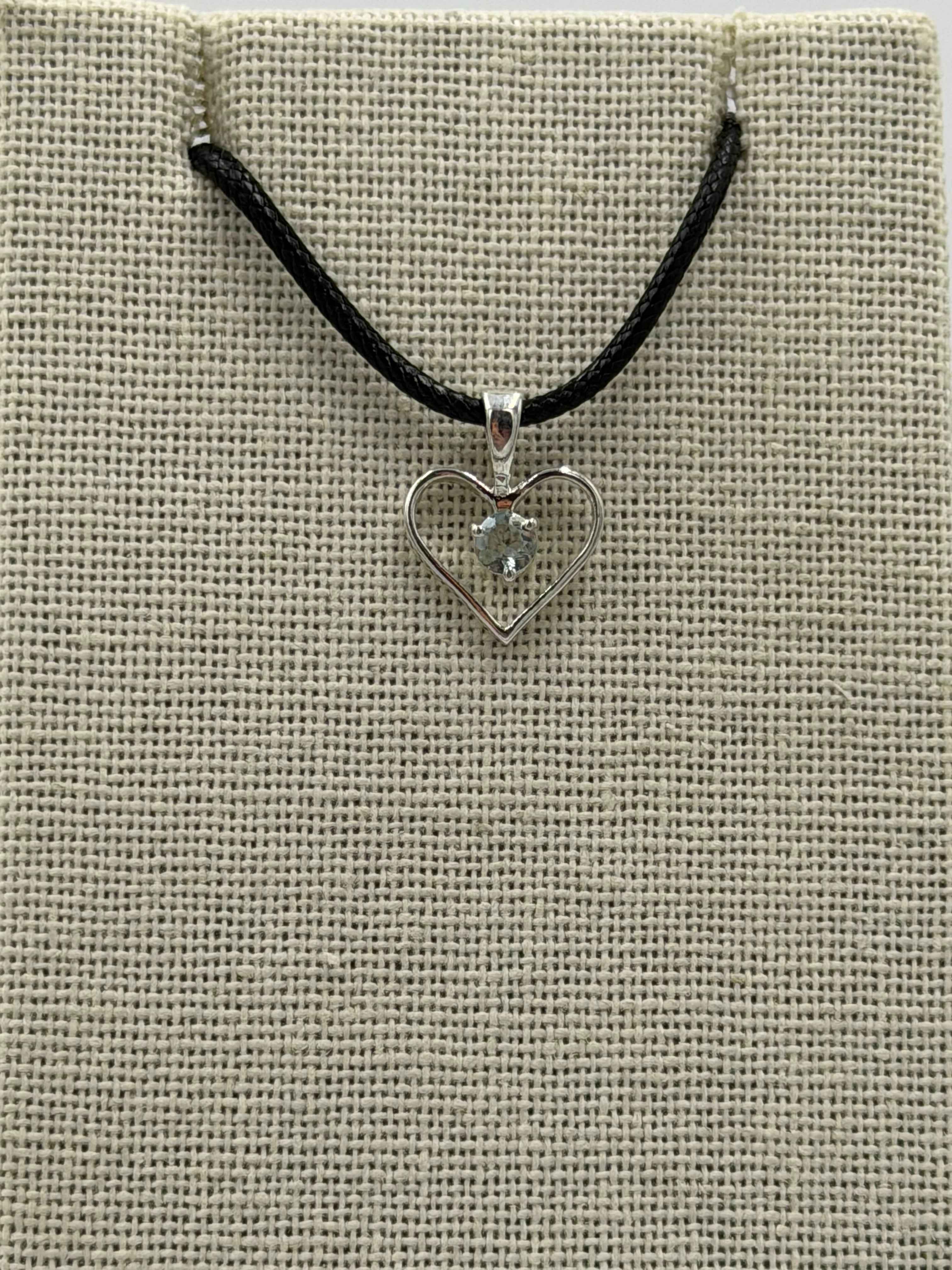 Sterling Silver Heart Aquamarine Pendant