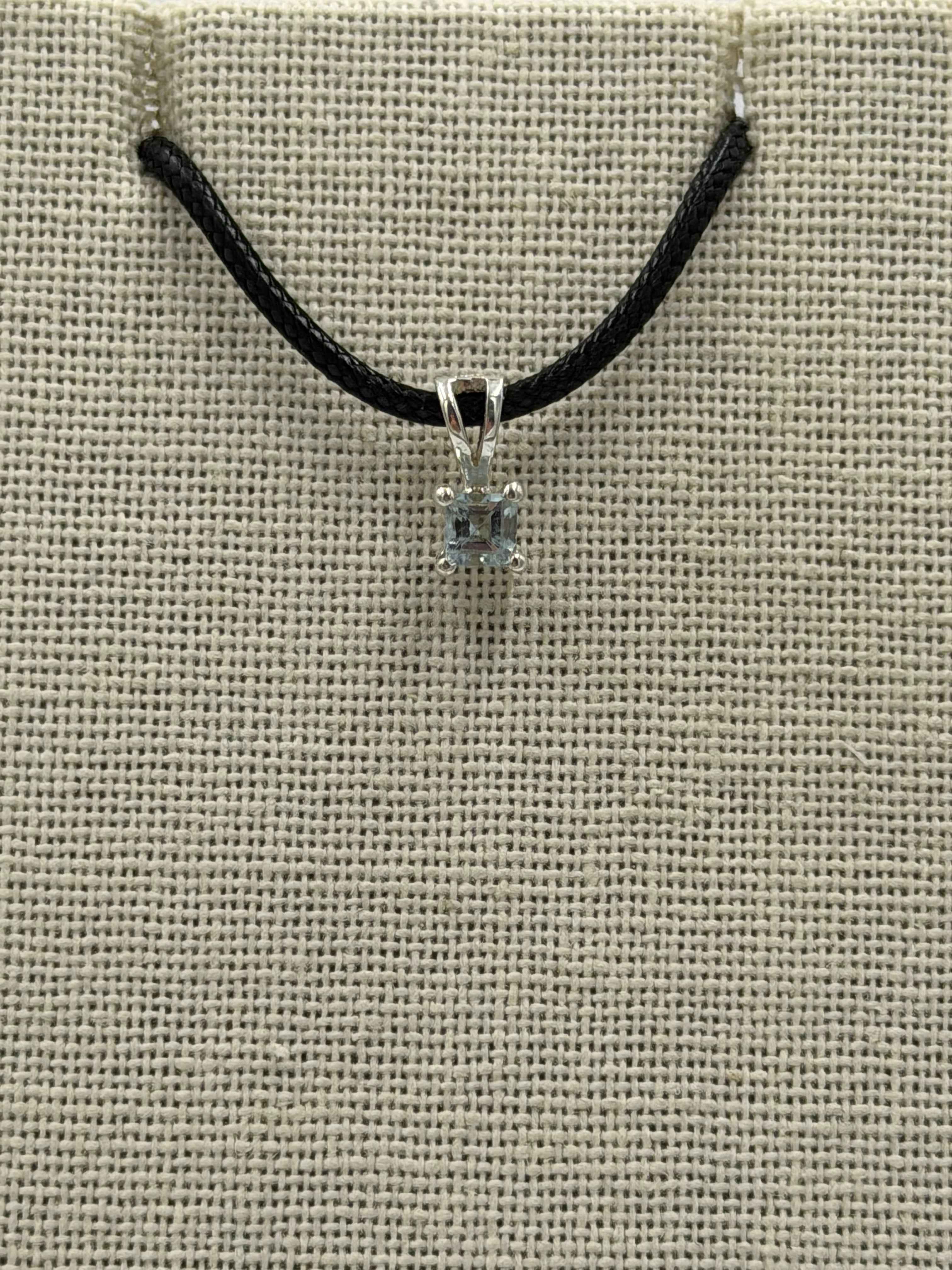 Sterling Silver Square Aquamarine Pendant