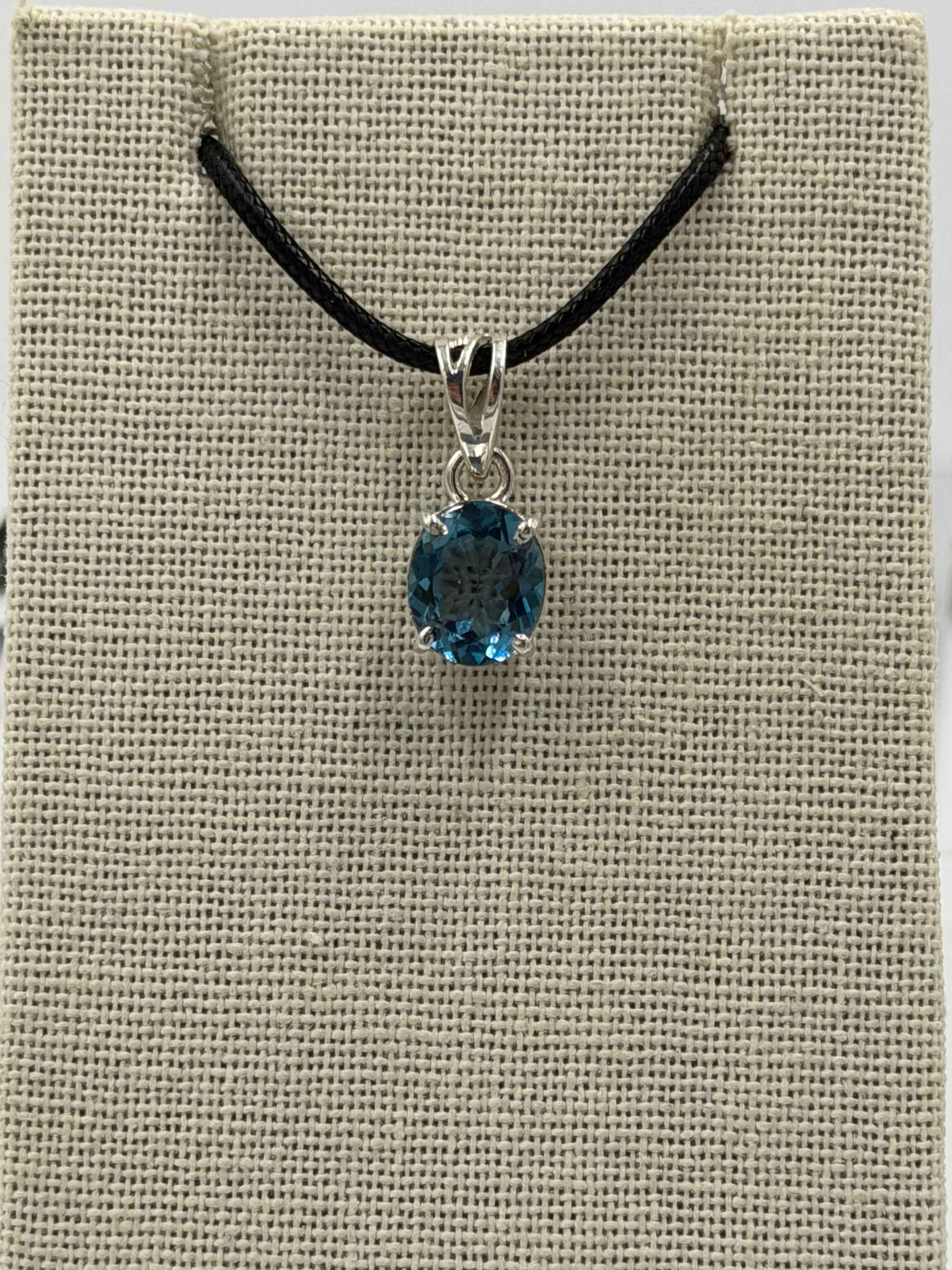 Sterling Silver Oval London Blue Topaz Pendant Size 1