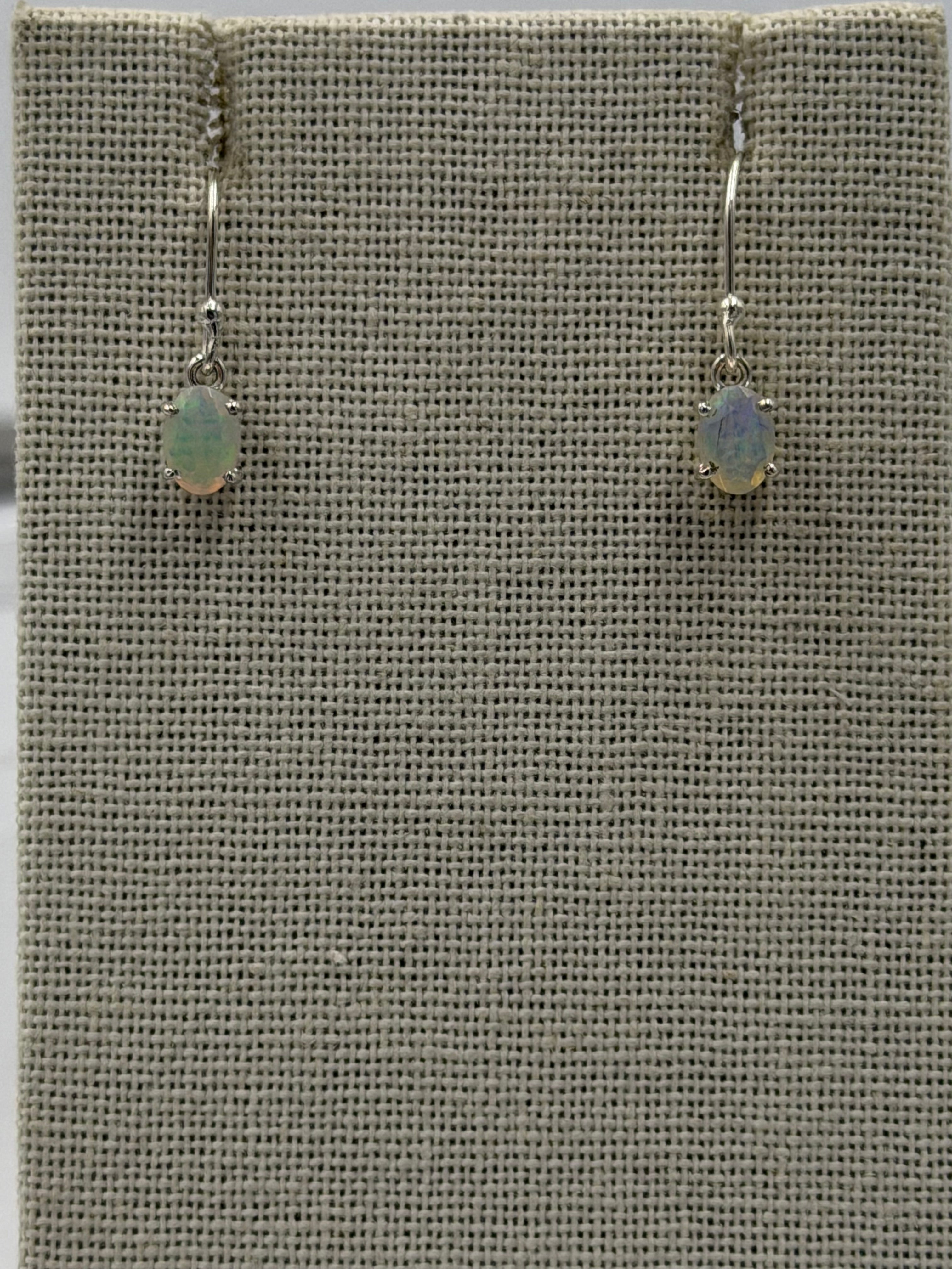 Sterling Silver Oval Ethiopian Opal Dangle Earrings Size 1