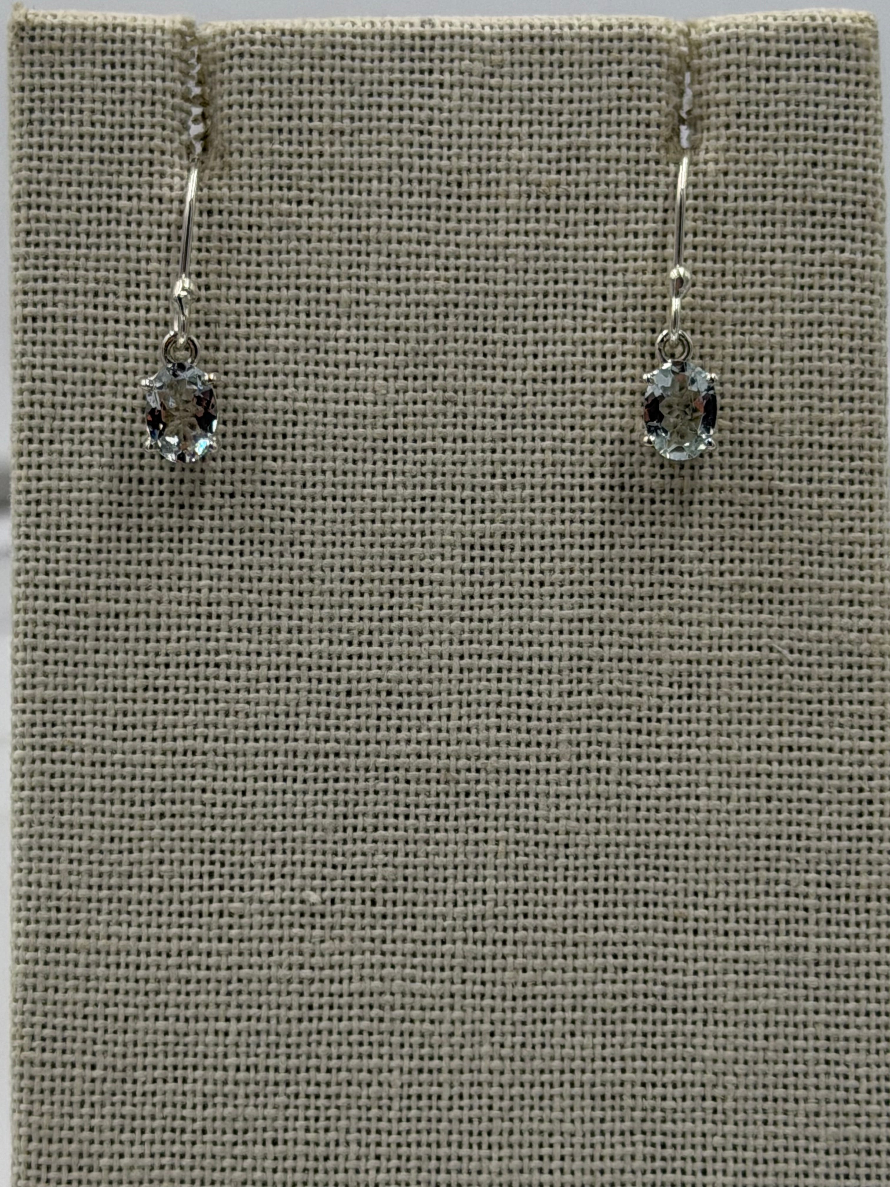 Sterling Silver Oval Aquamarine Dangle Earrings Size 1