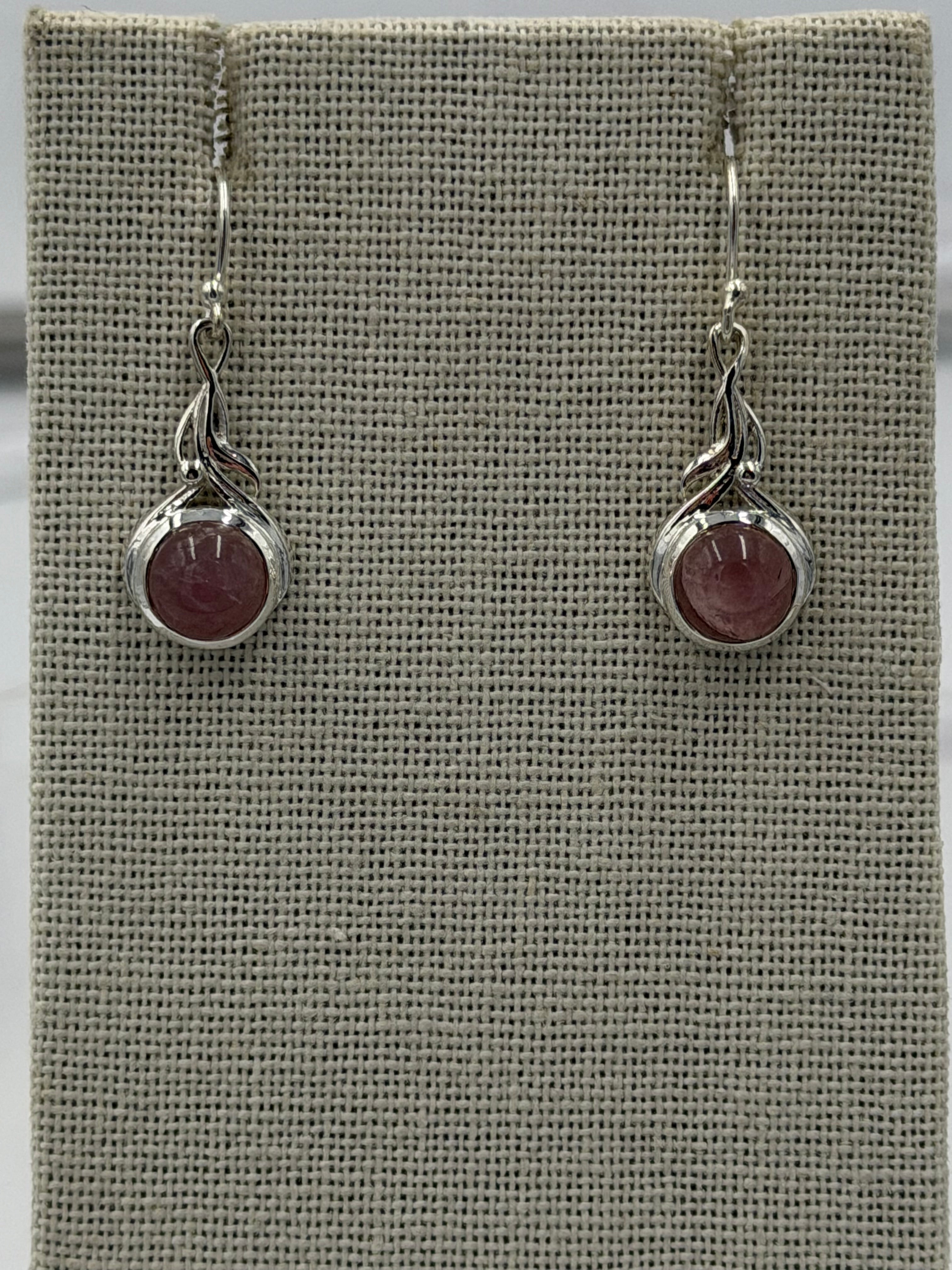 Sterling Silver Flowy Wrapped Rose Quartz Dangle Earrings