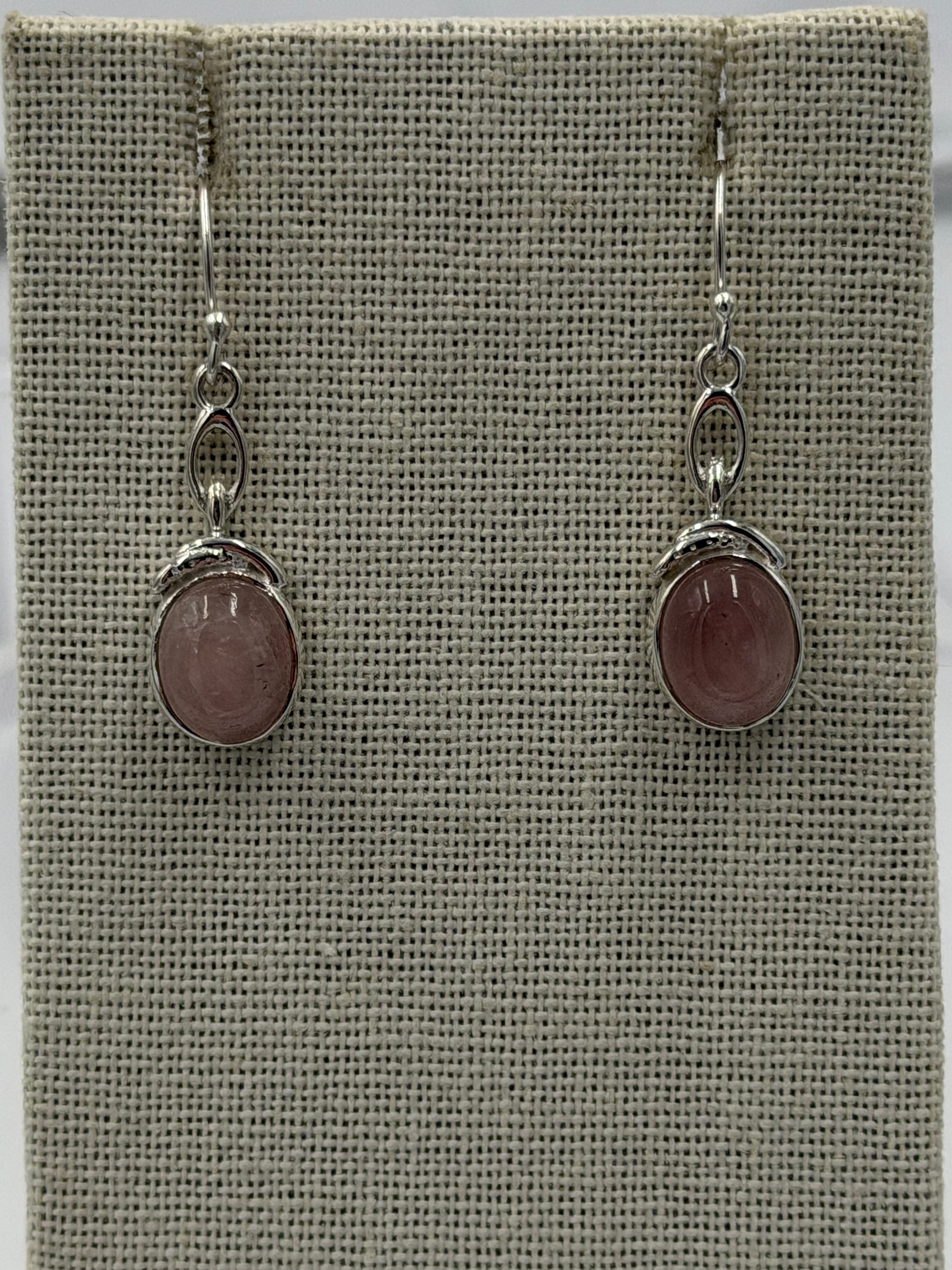 Sterling Silver Rose Single Chain Quartz Dangle Earrings