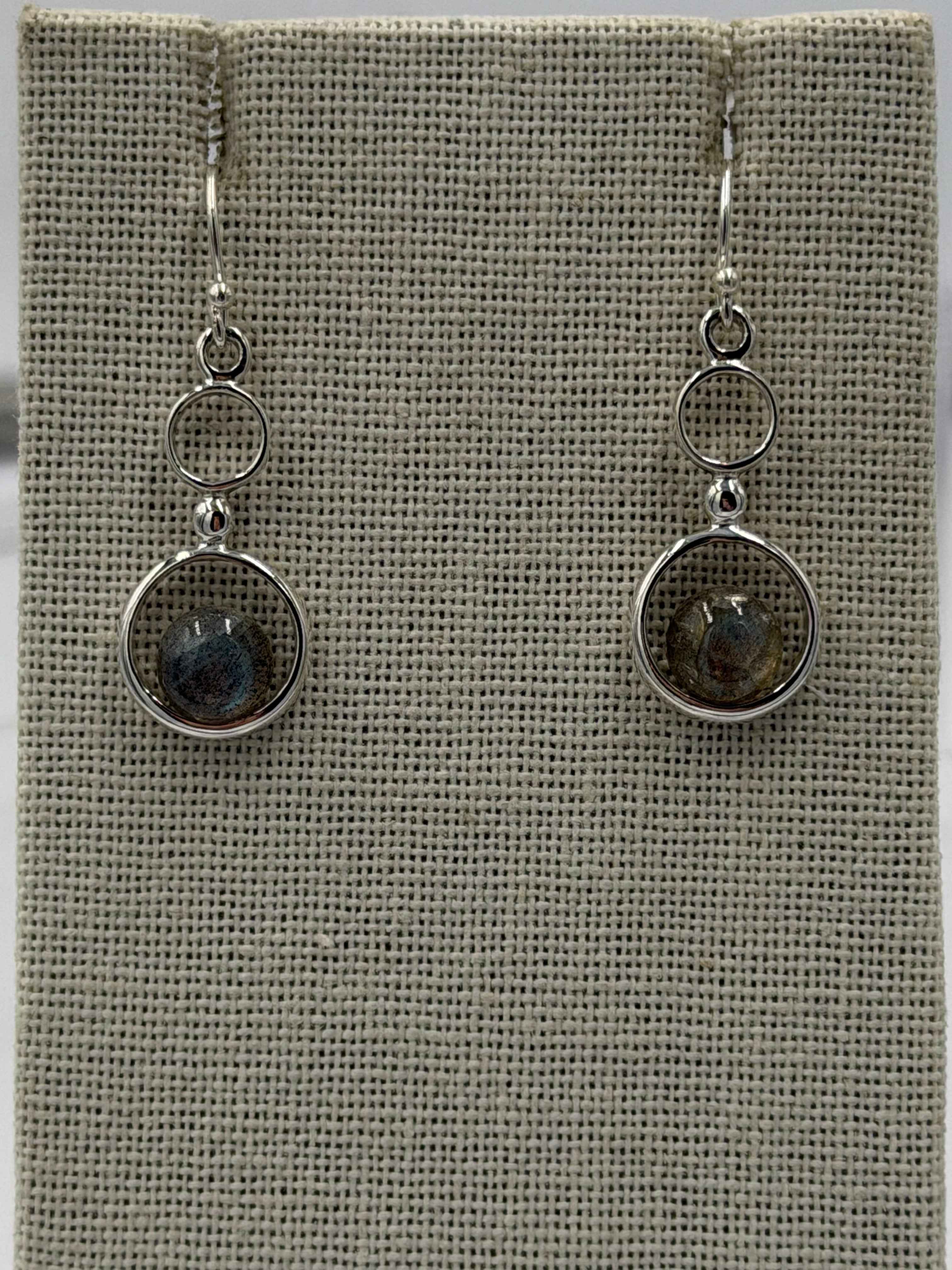 Sterling Silver Double Bubble Labradorite Dangle Earrings