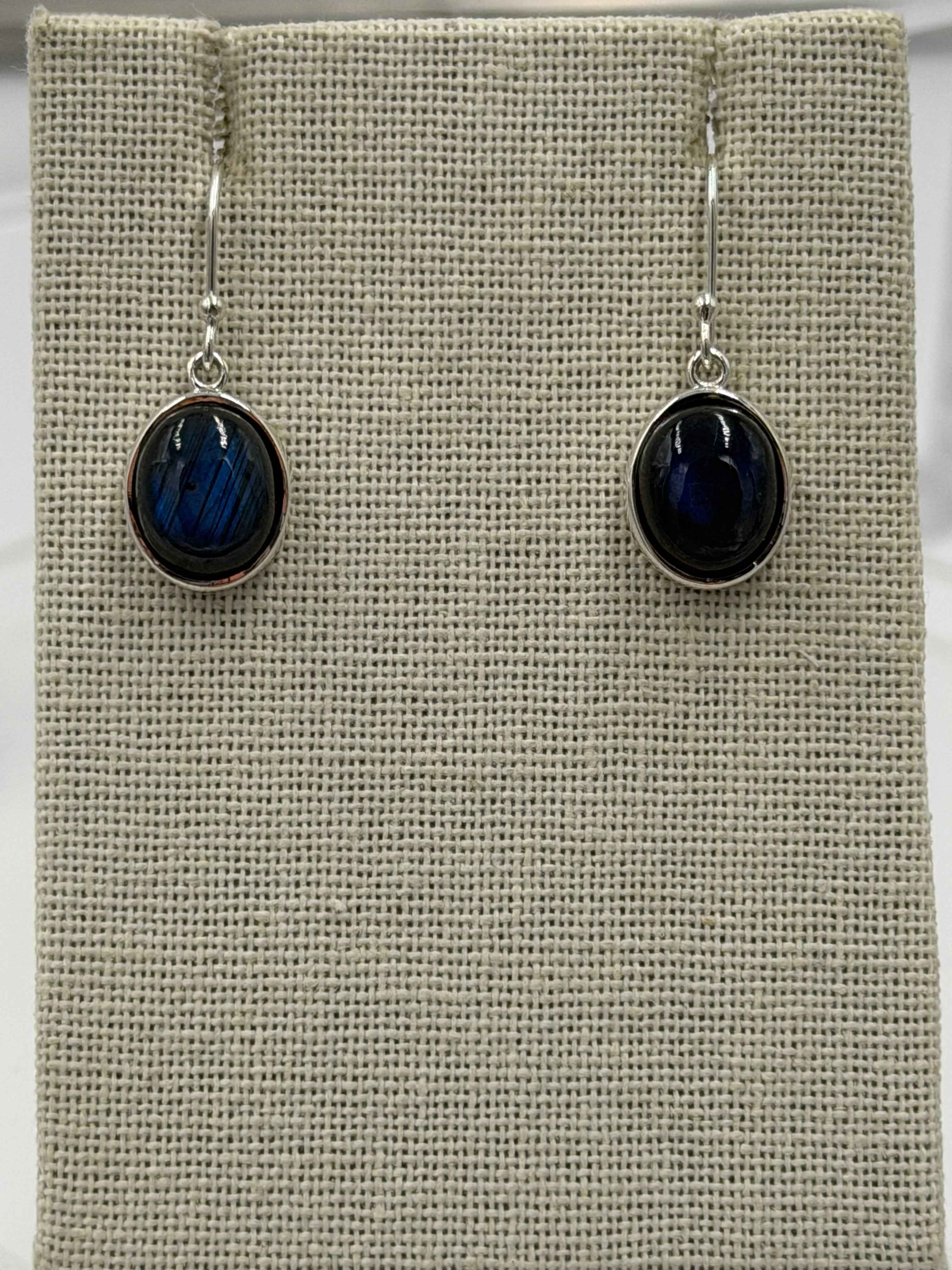 Sterling Silver Bezeled Labradorite Dangle Earrings