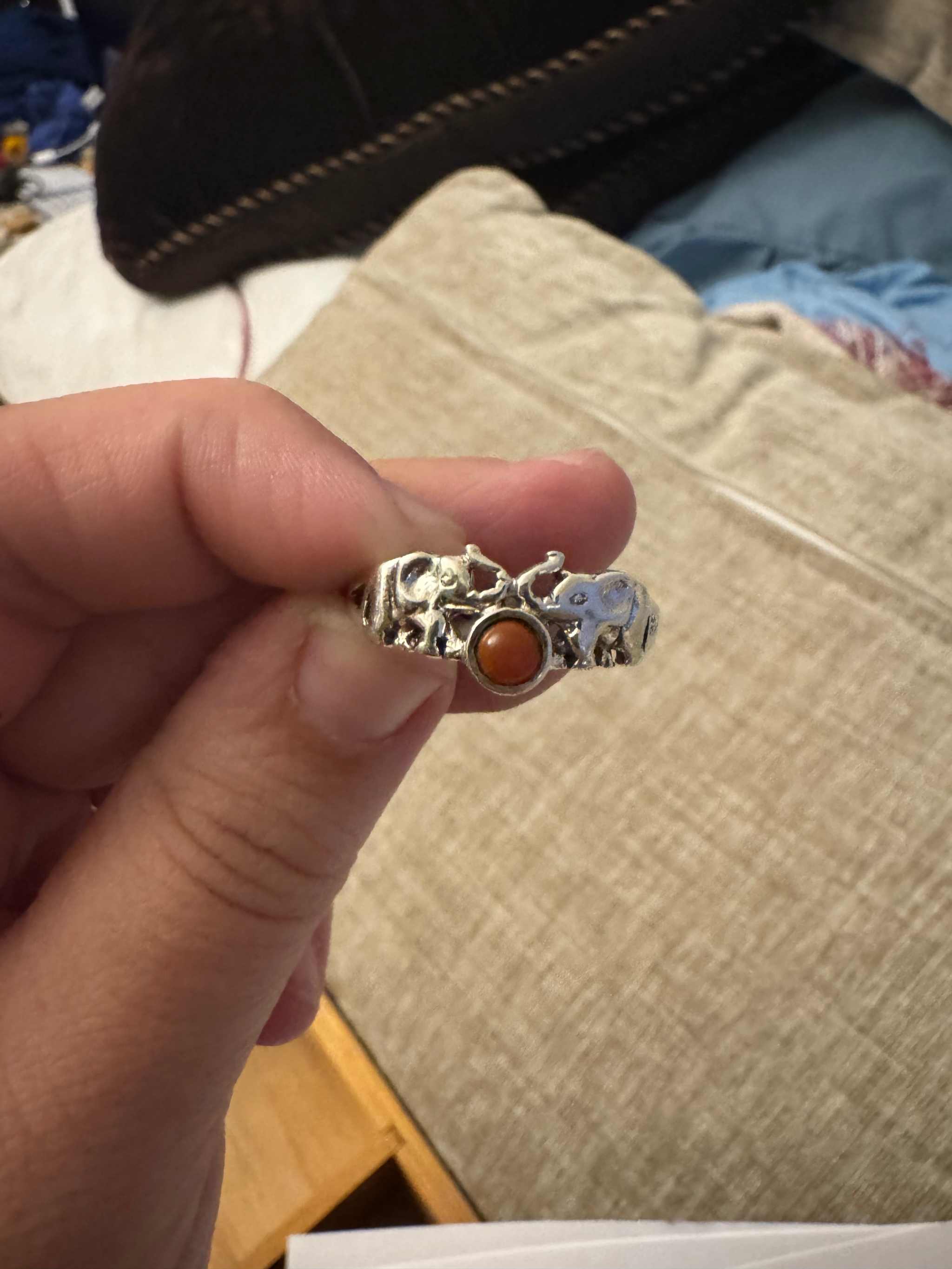 Carnelian Elephant Ring – Sterling Silver – Size 12 – Vitality & Courage