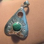 Sterling Silver “Spirit Gate” Planchette Pendant – Malachite, Moonstone, or Black Onyx