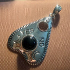 Sterling Silver “Spirit Gate” Planchette Pendant – Malachite, Moonstone, or Black Onyx