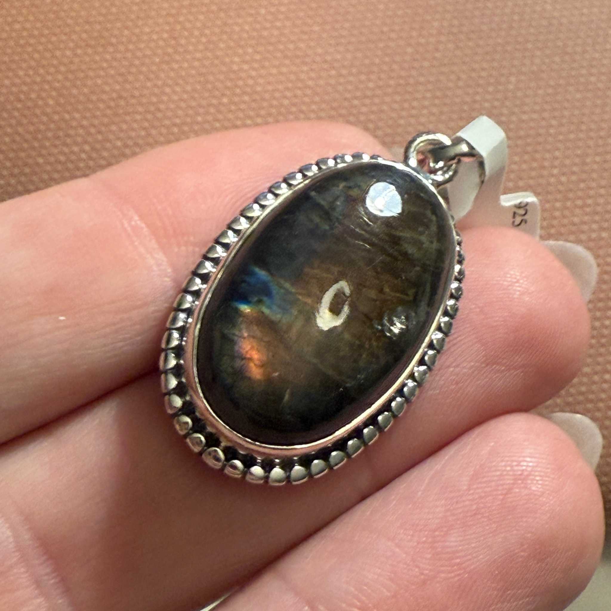 Oval Specular Labradorite Pendant in Sterling Silver