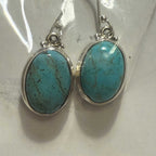Classic Oval Turquoise Earrings in Sterling Silver
