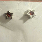 Garnet & Aquamarine Star Post Earrings in Sterling Silver