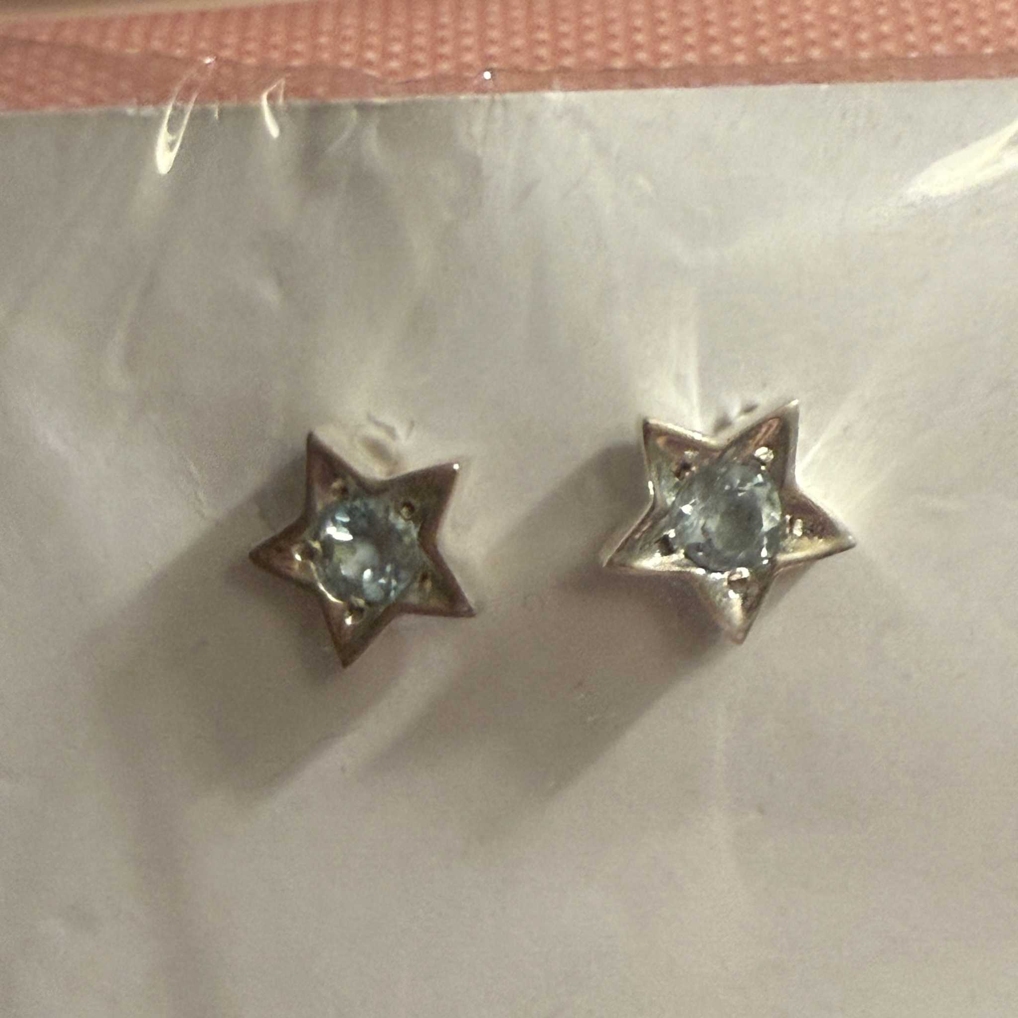 Garnet & Aquamarine Star Post Earrings in Sterling Silver