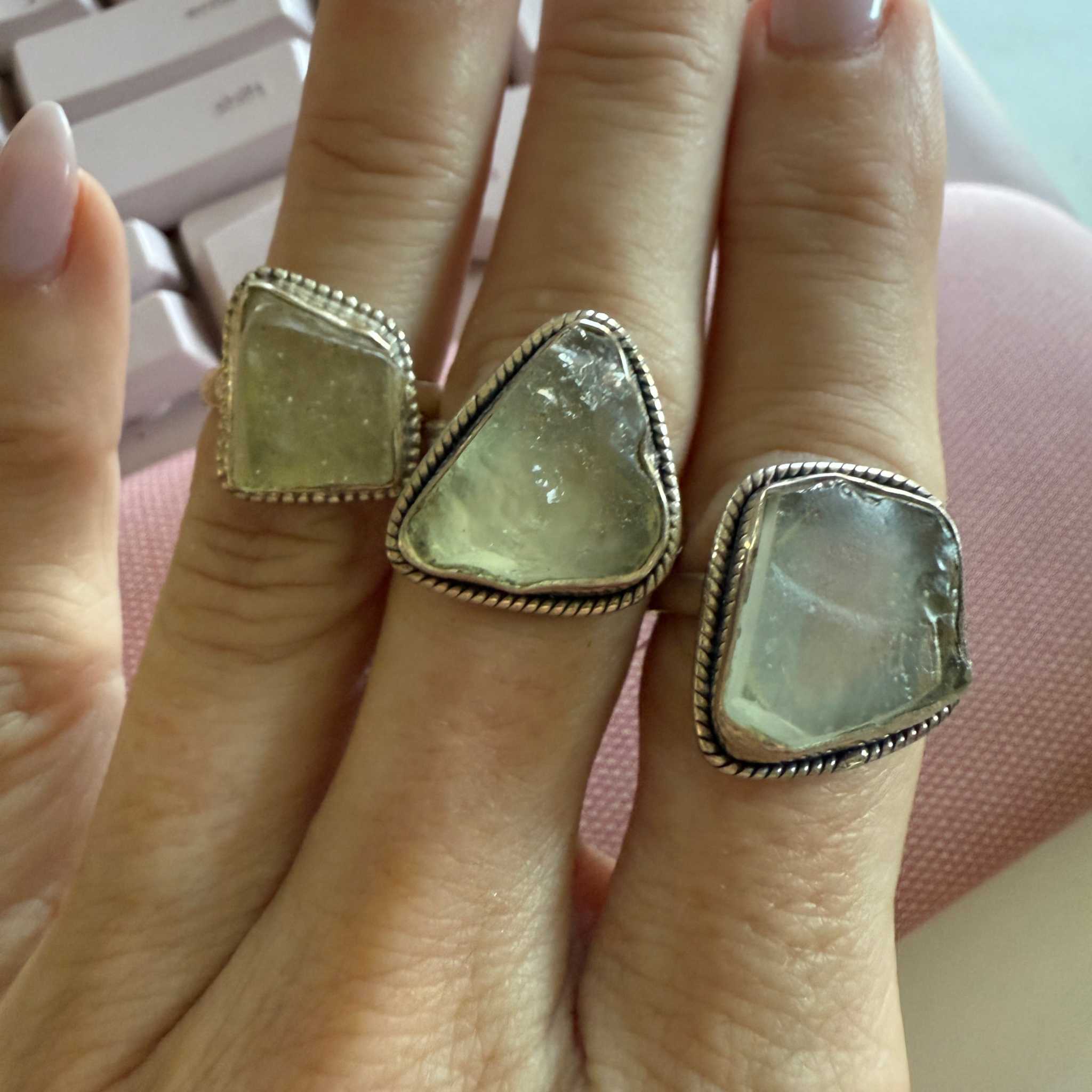 Libyan Desert Glass Sterling Silver Ring – Sizes 7 & 9 – Ancient Protection & Manifestation Stone