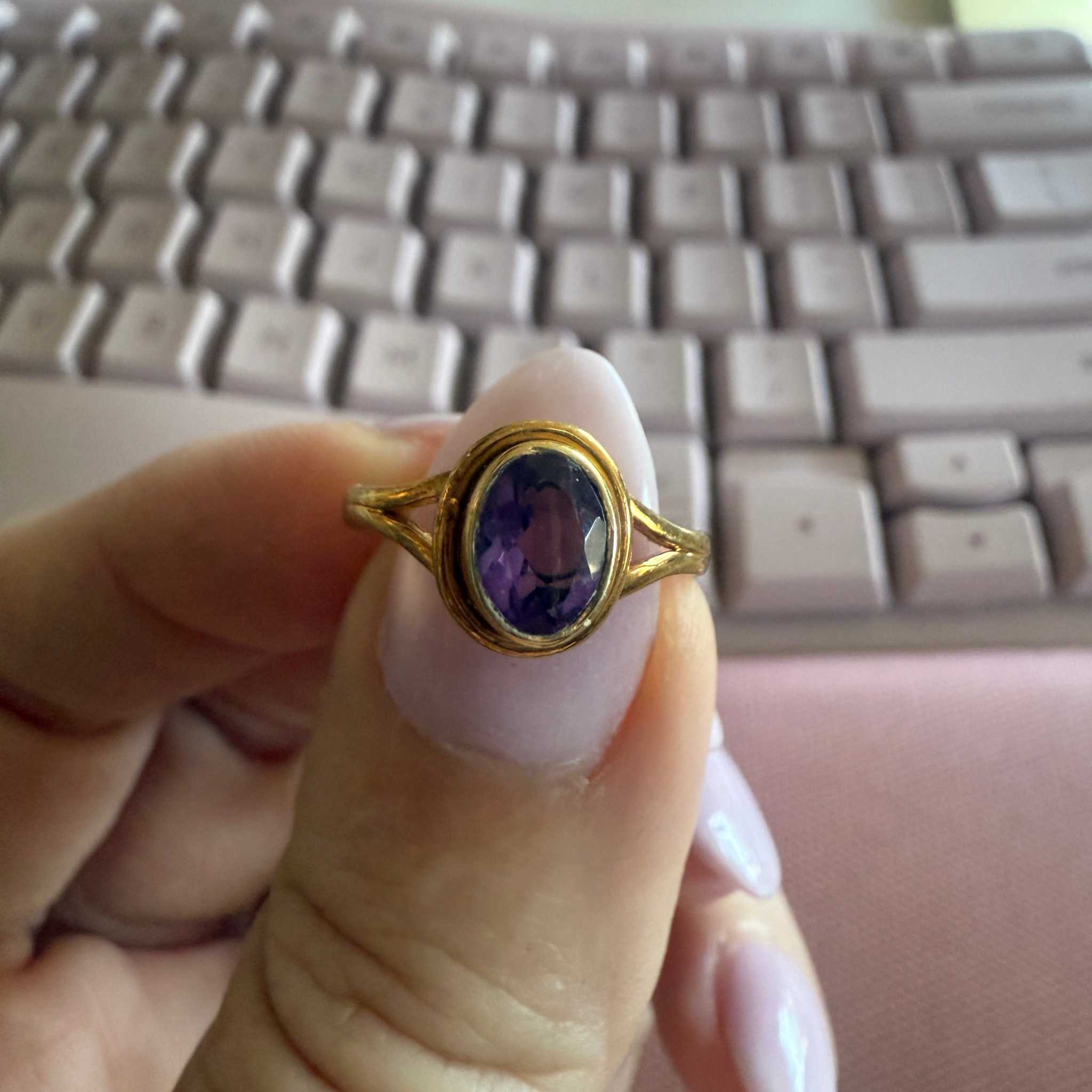 Gold Vermeil Amethyst Ring – Size 5 – Calm, Intuition & Spiritual Protection