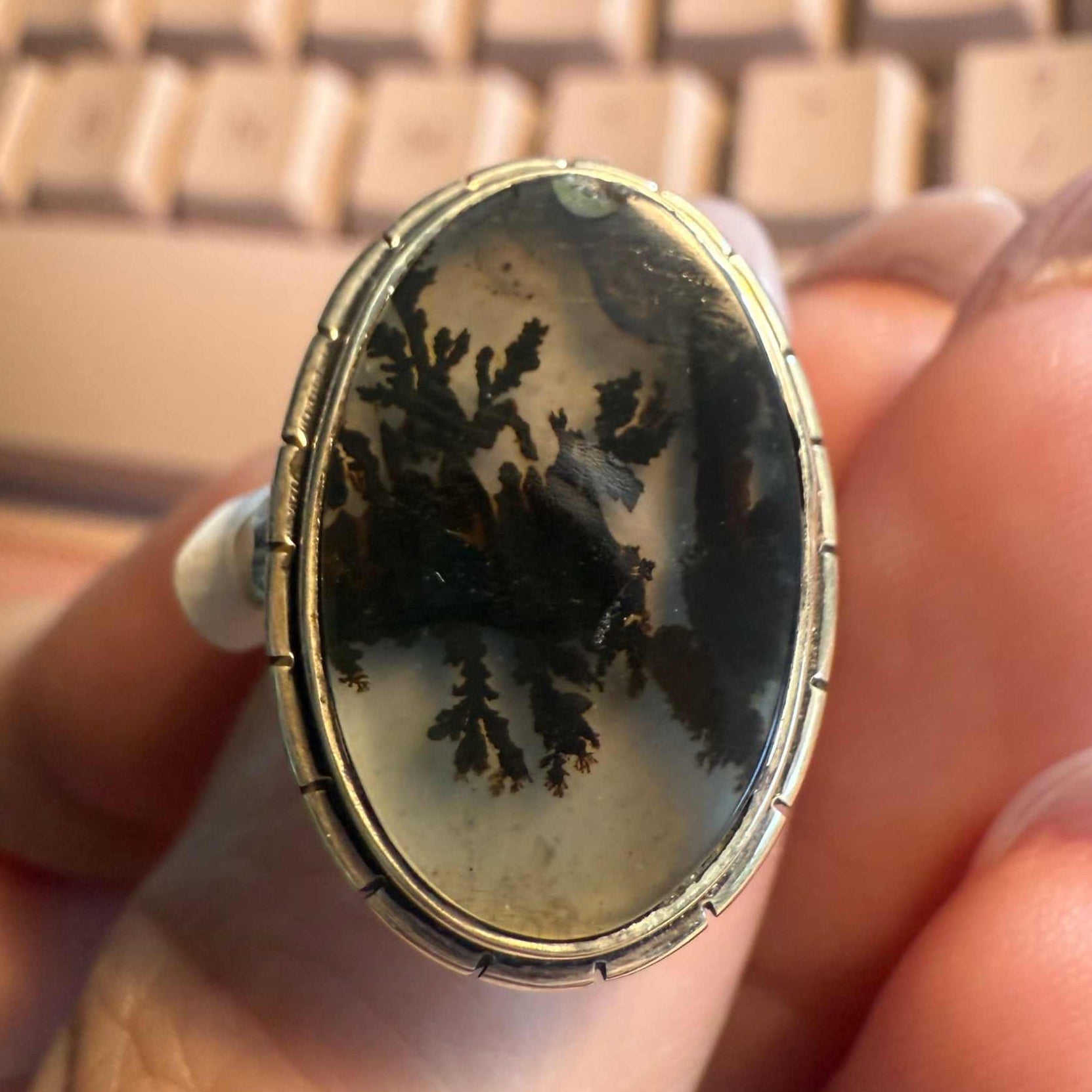 Dendritic Tree Agate Ring - Each Unique Art
