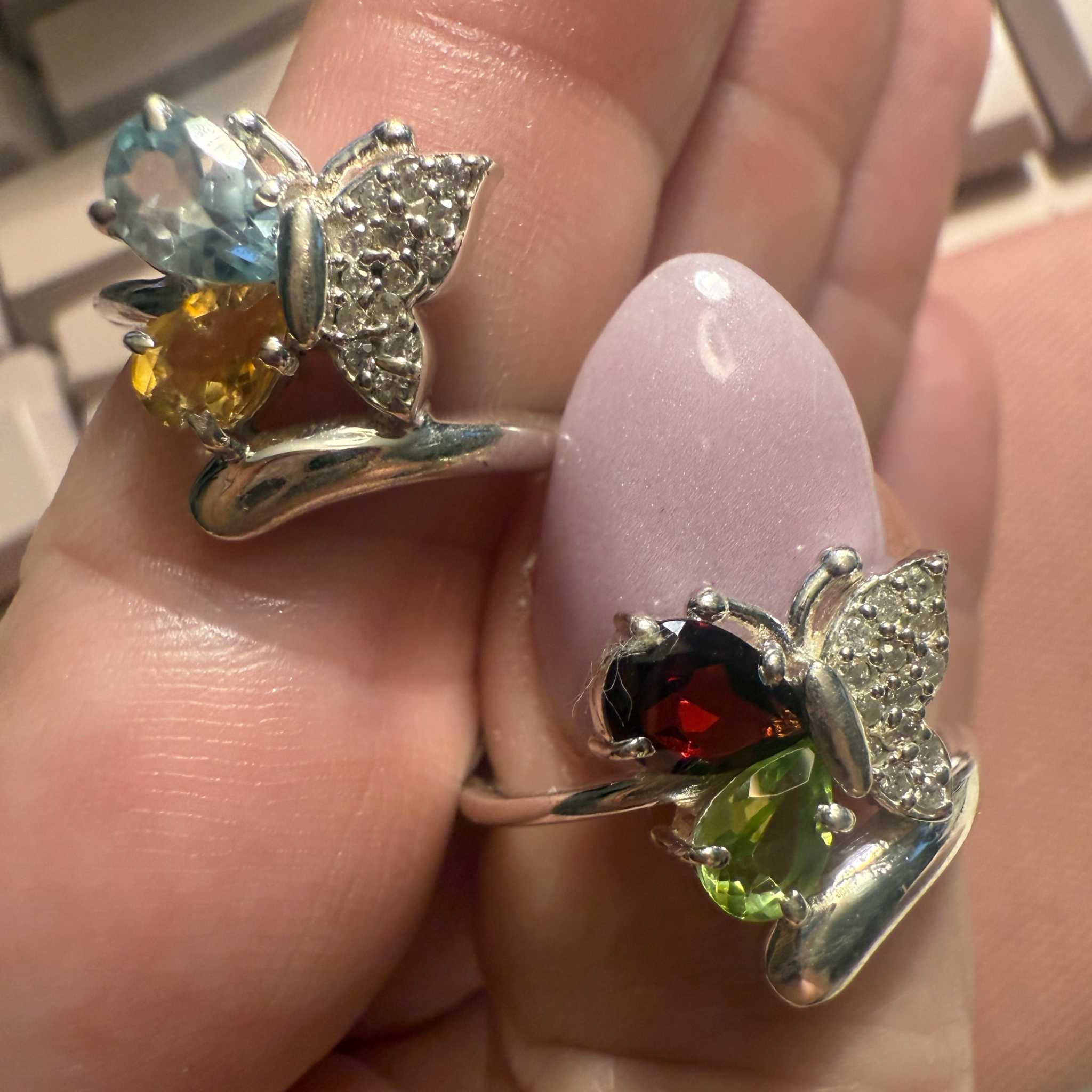 Butterfly Gemstone Ring – Sterling Silver