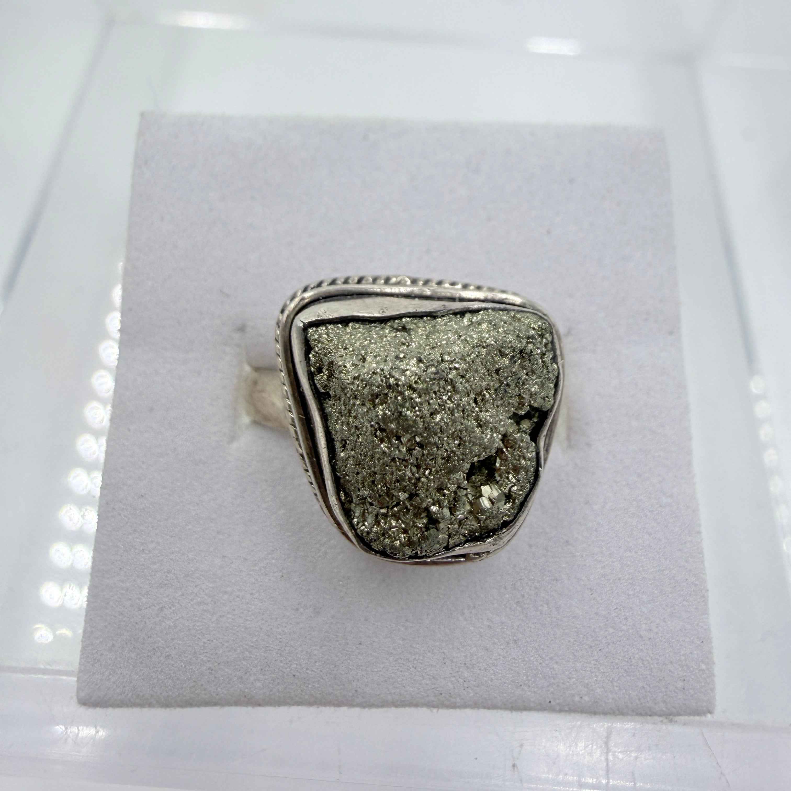 Sterling Silver Freeform Pyrite Ring – Size 9 – Protection, Confidence & Grounding