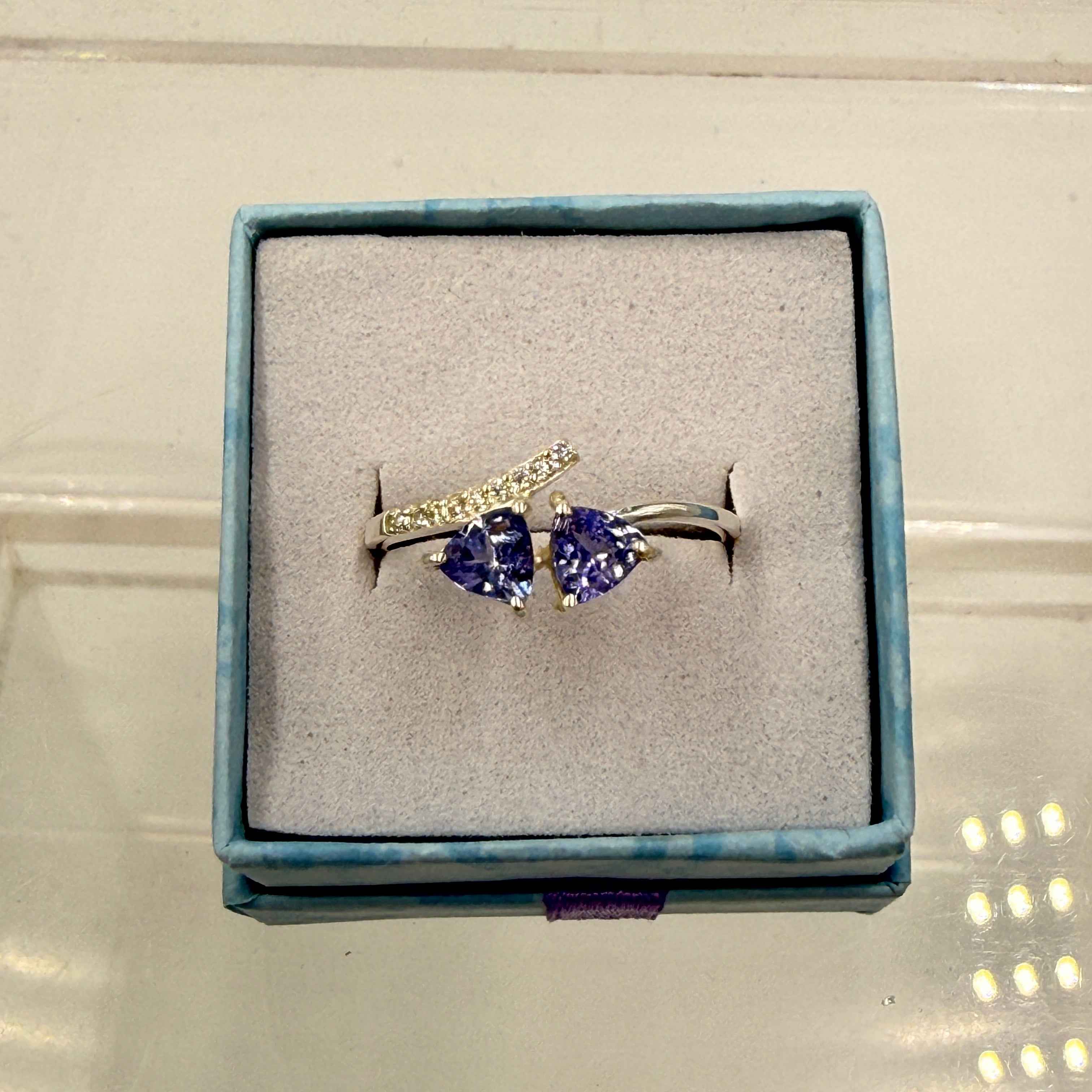 Sterling Silver Double Triangle Tanzanite Ring - Size 9 - Spiritual, Intuitive & Elevated